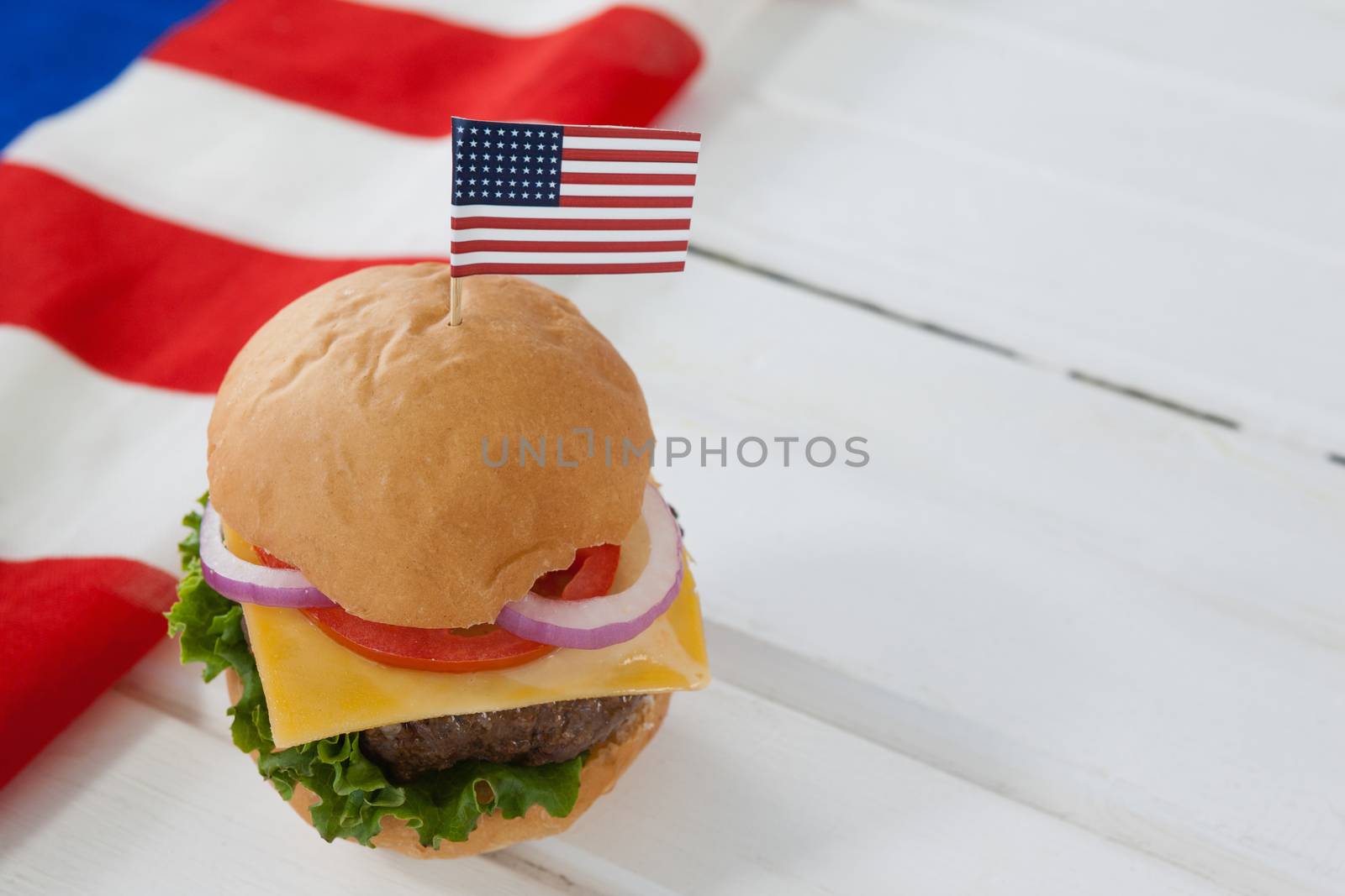 Hamburger with 4th july theme by Wavebreakmedia
