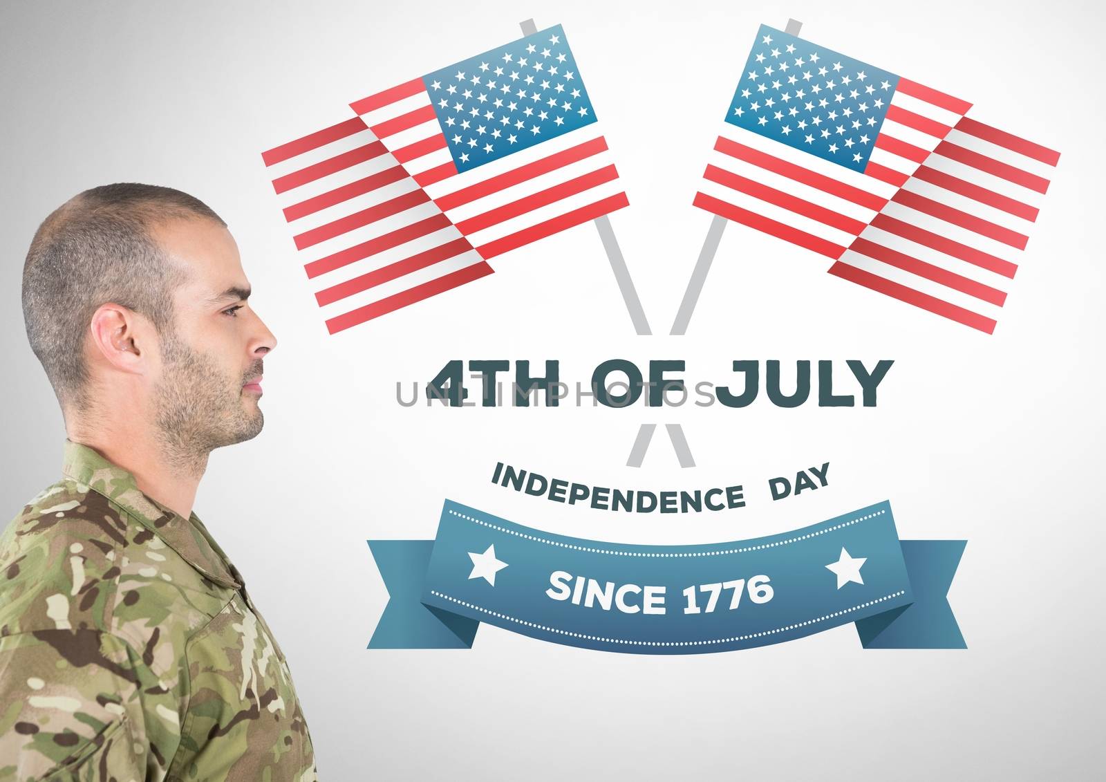 Proud soldier with 4th of July design by Wavebreakmedia