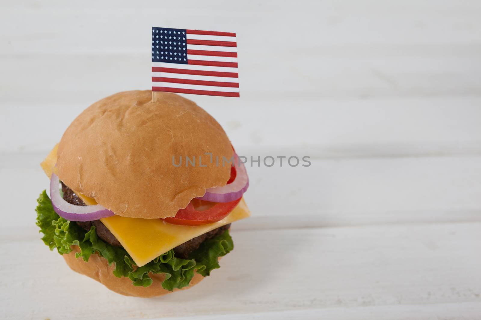 Hamburger with 4th july theme by Wavebreakmedia