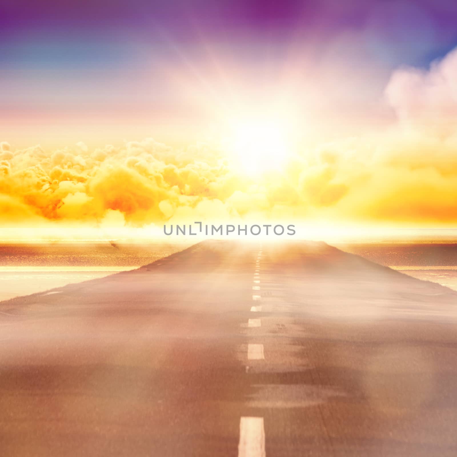 Scenic view of cloudscape against sky against road landscape