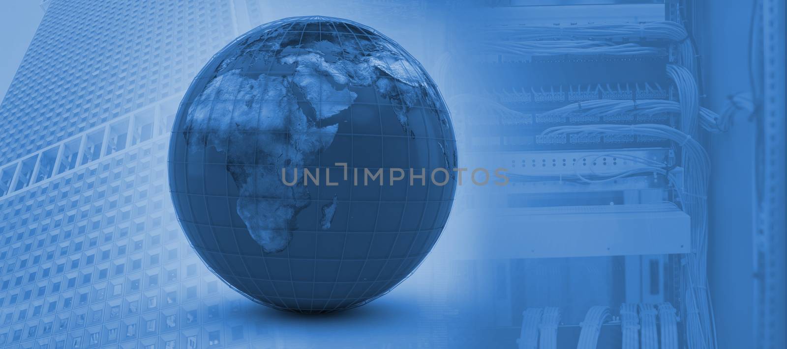 Composite image of 3d image of blue globe by Wavebreakmedia