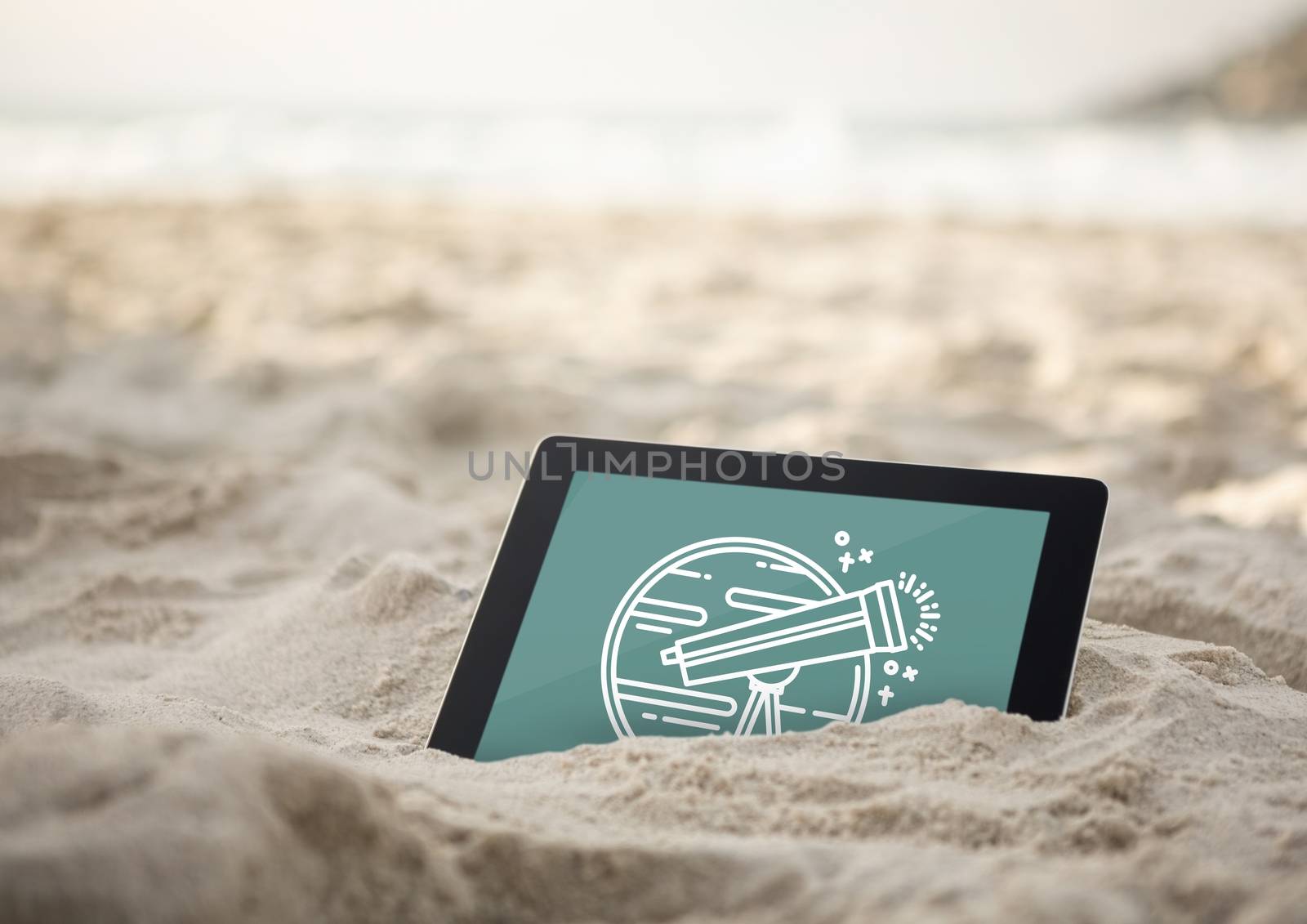 Tablet with travel icon on the screen by Wavebreakmedia