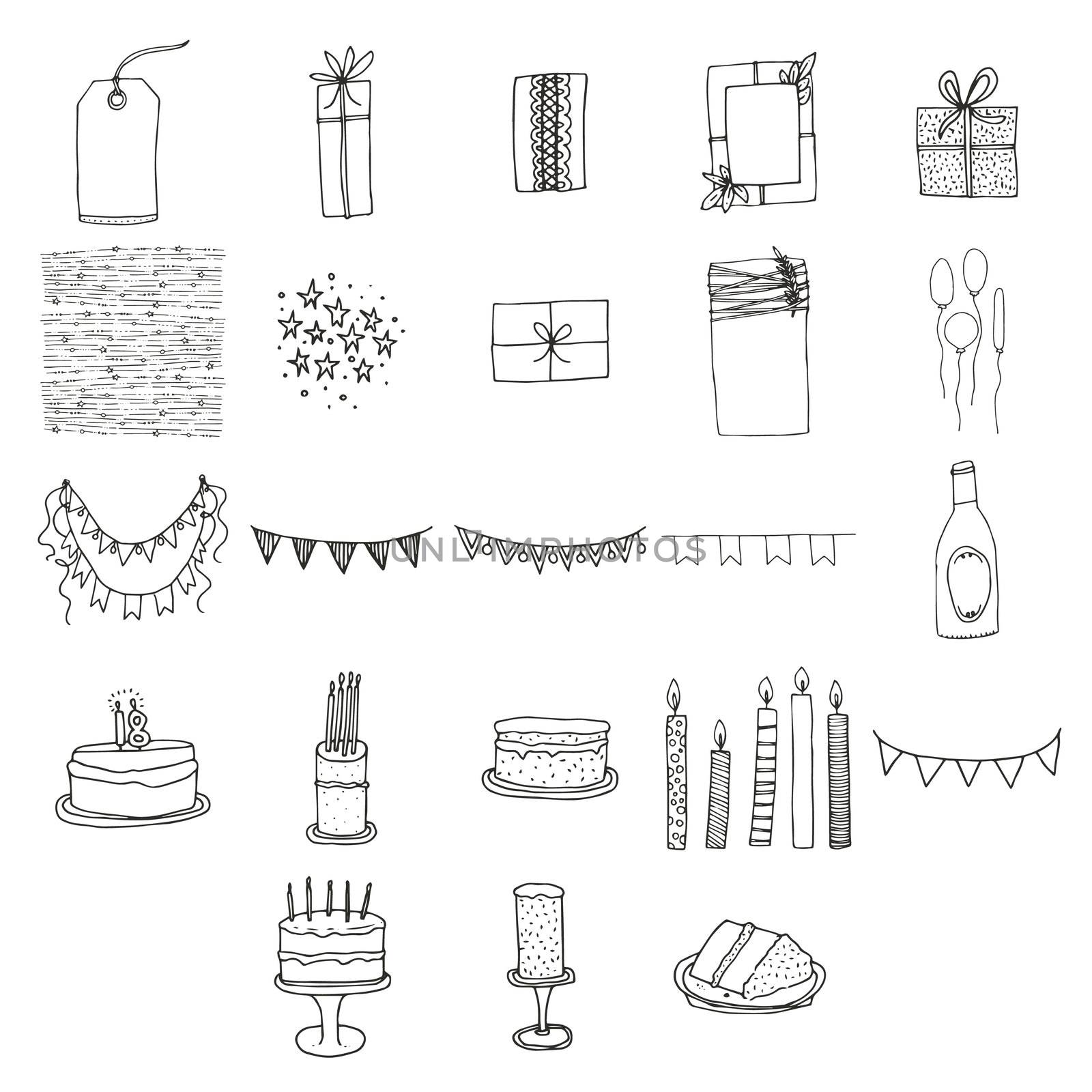 Various birthday celebration icons by Wavebreakmedia