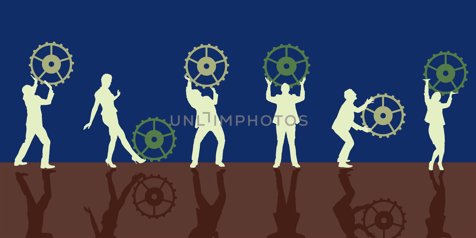 Vector of businesspeople holding technology gear by Wavebreakmedia