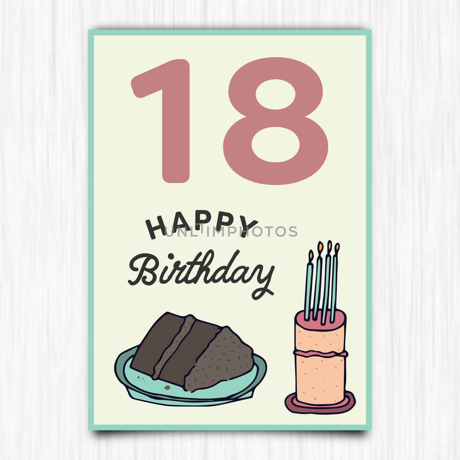 Vector icon of happy birthday 18th years greeting card