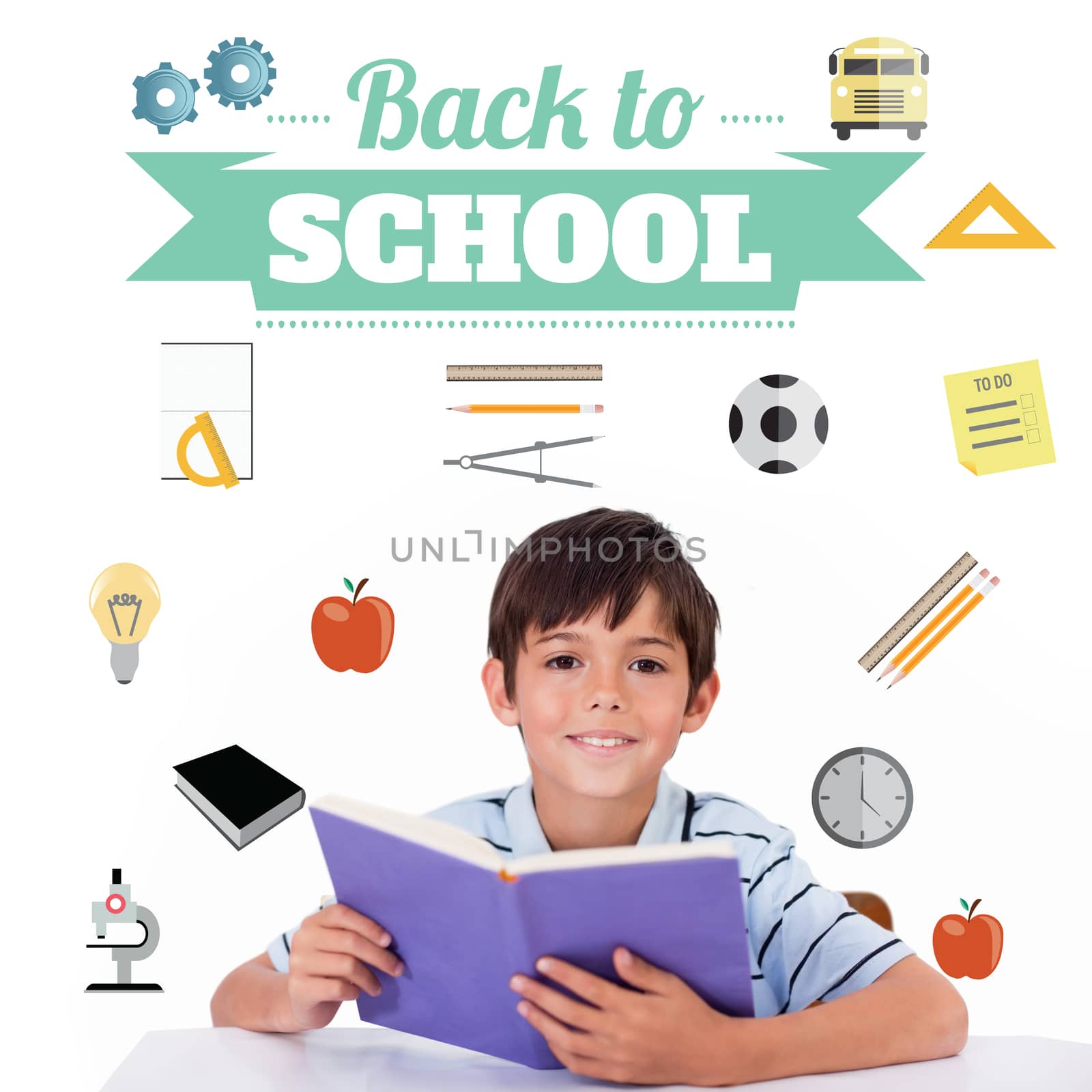 Composite image of back to school message with icons by Wavebreakmedia