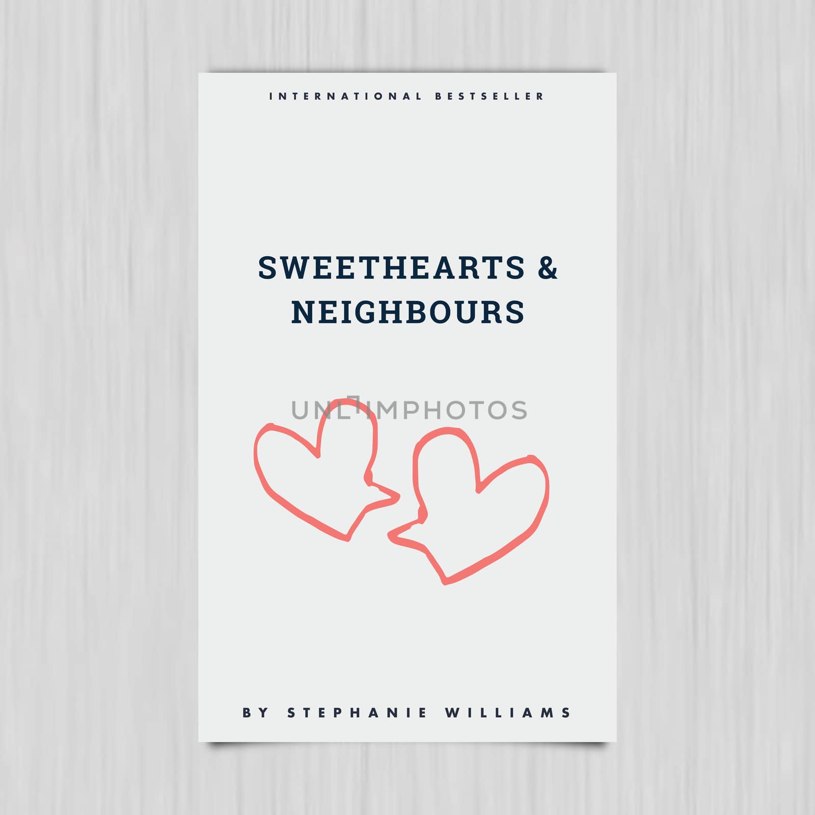 Vector of novel cover with sweethearts and neighbours text against grey background