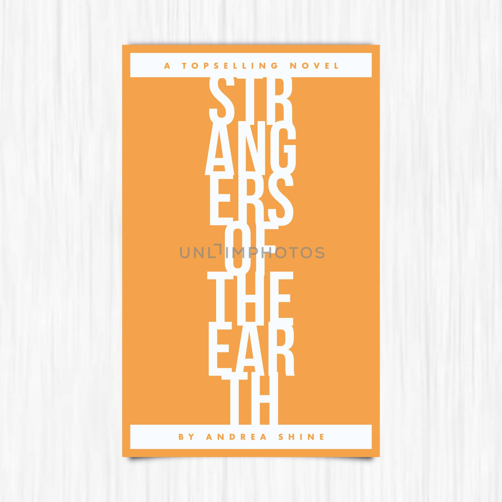 Vector of novel cover with strangers of the earth text against white background