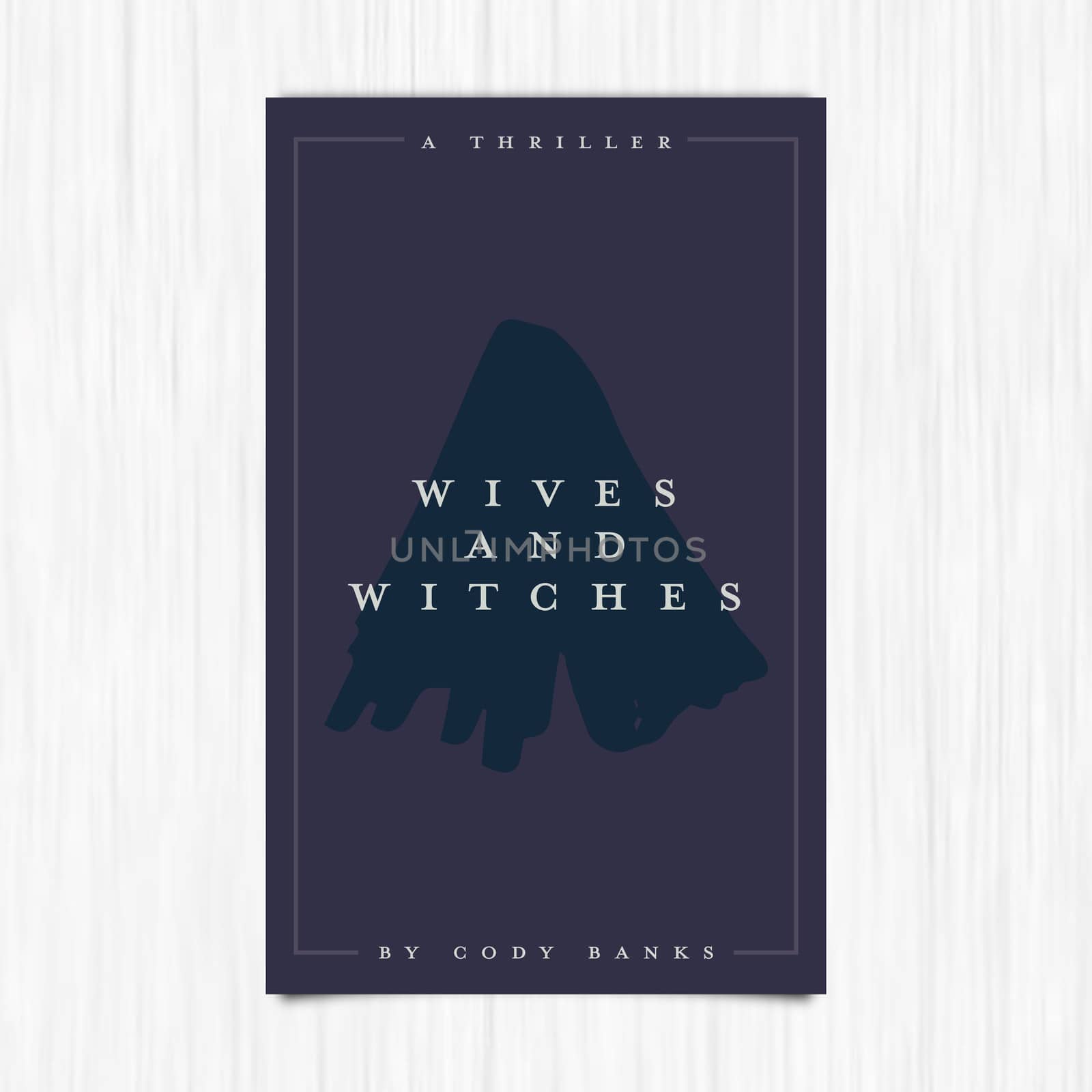 Vector of novel cover with wives and witches text against white background