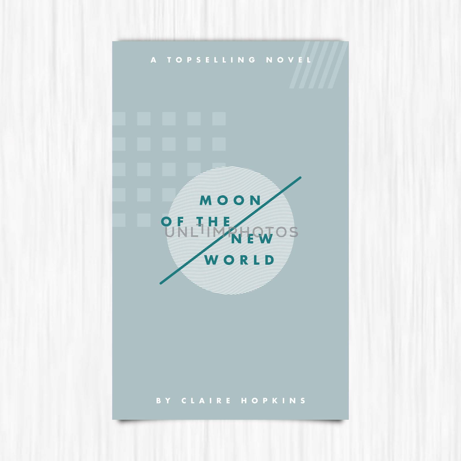 Vector of novel cover with moon of the new world against white background