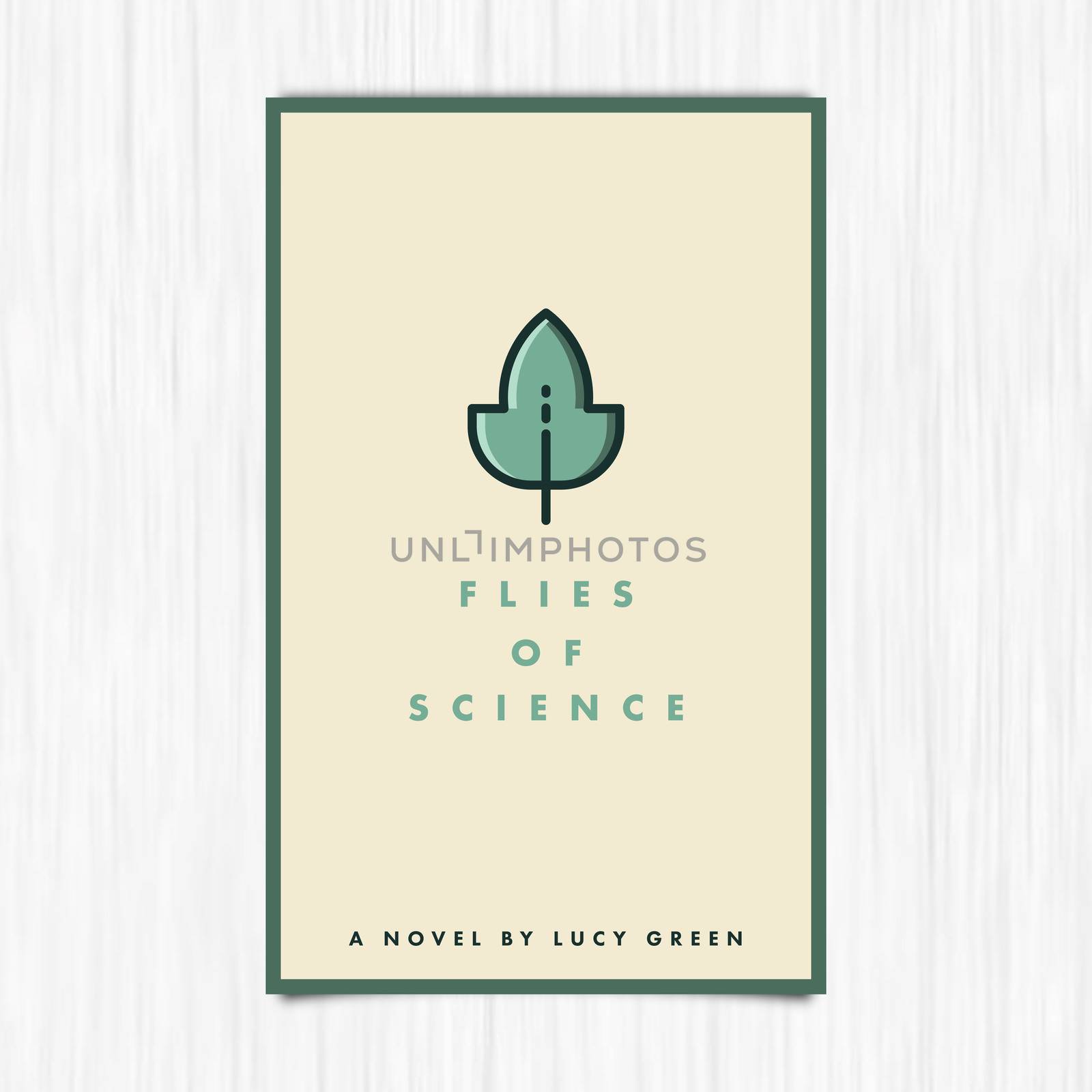 Vector of novel cover with flies of science text against white background