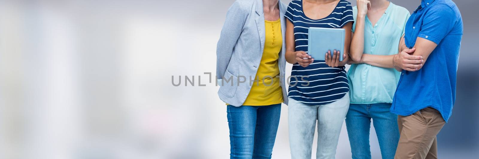 Digital composite of Group of People standing with tablet
