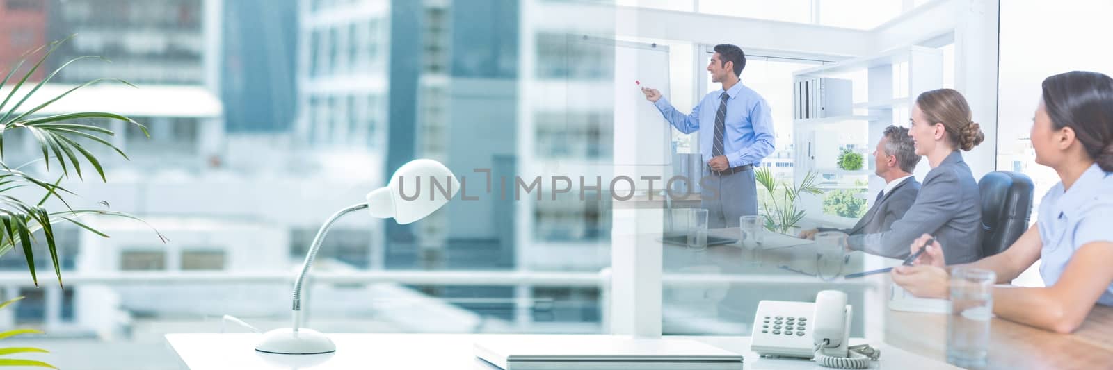 Business people having a meeting with office transition effect by Wavebreakmedia