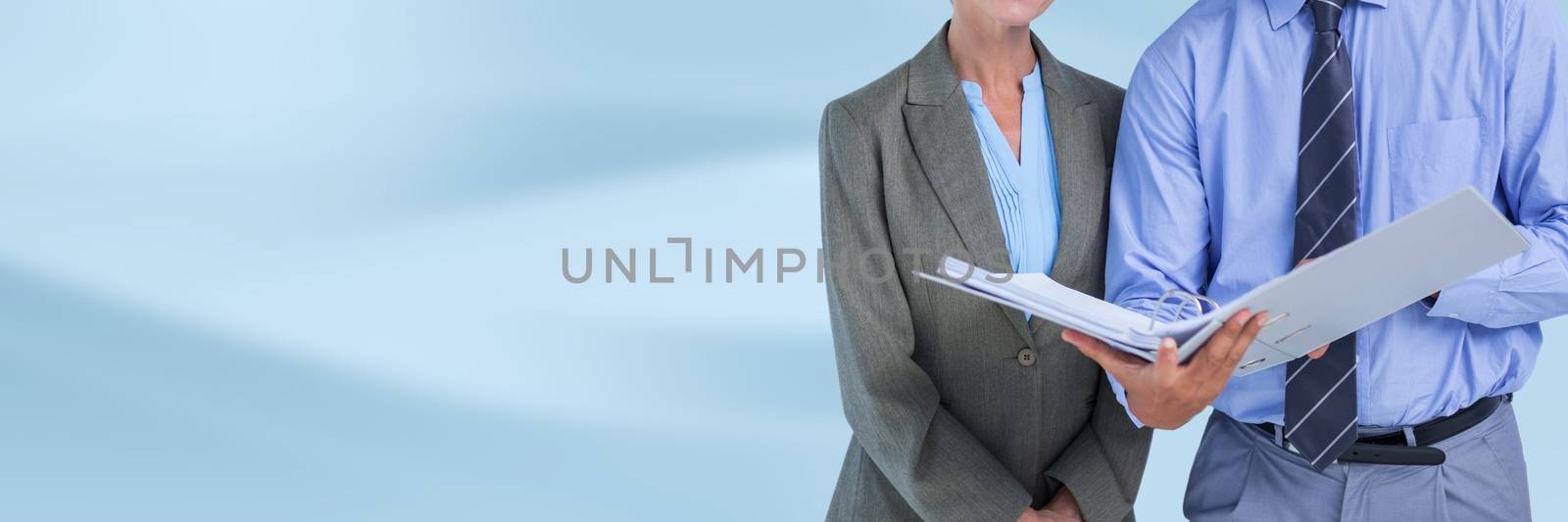 Digital composite of Business people Woman holding files and folders