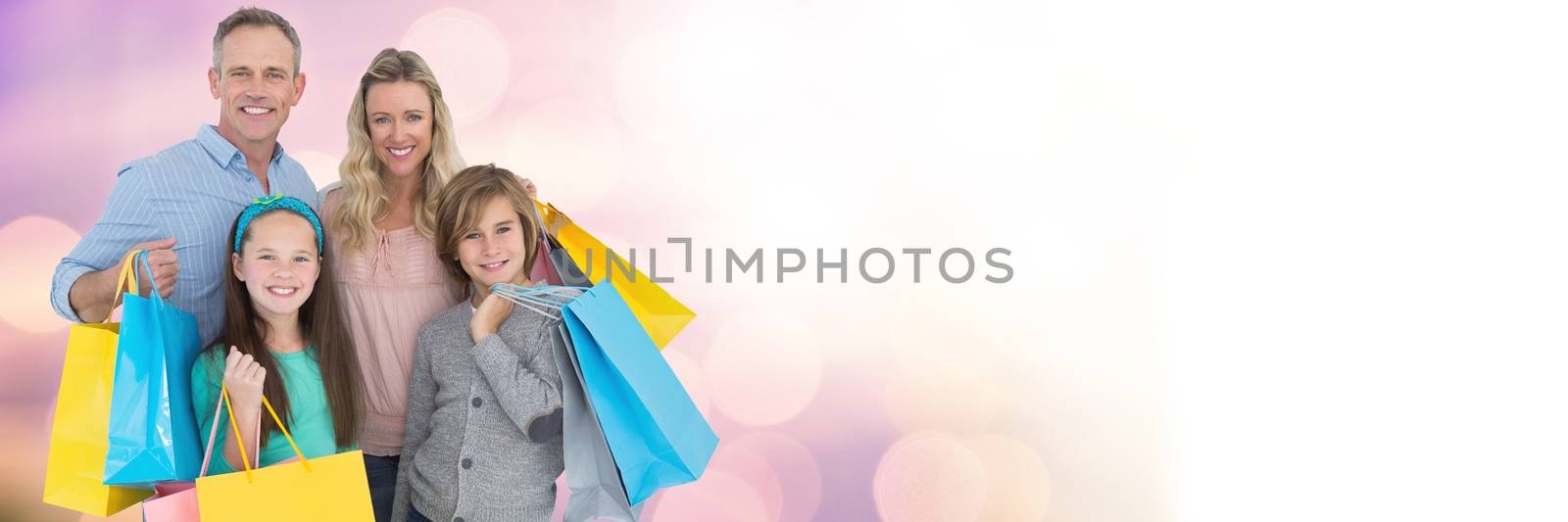 Digital composite of Family Shopping with sparkling light bokeh