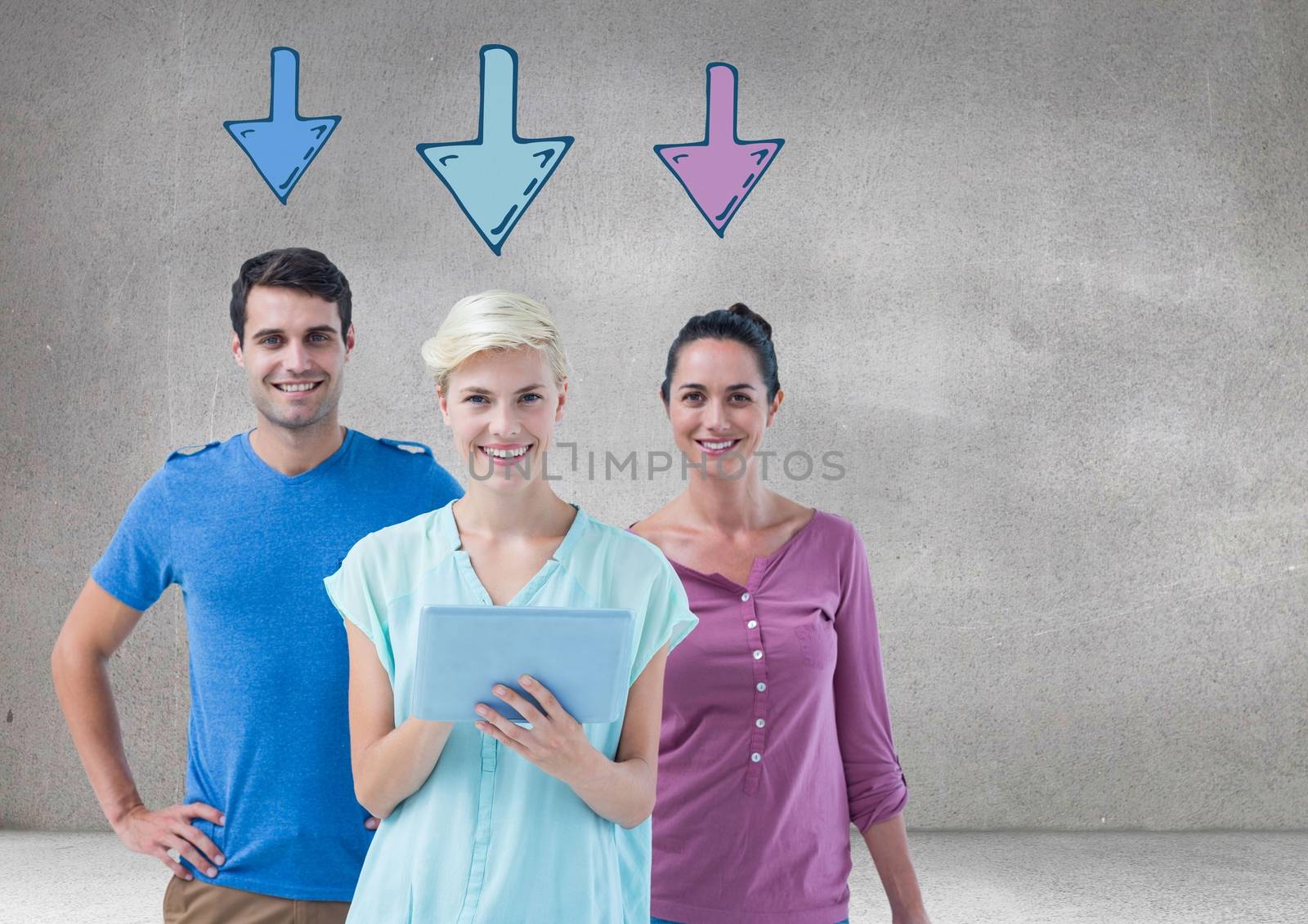 Group of people standing in front of cursor arrows selecting people by Wavebreakmedia