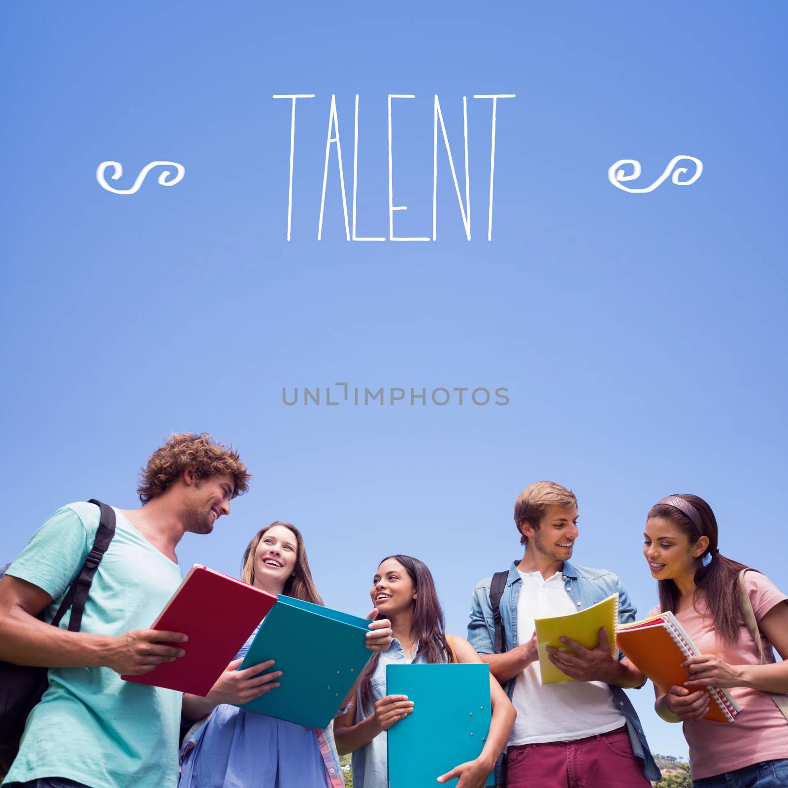 Talent against students standing and chatting together  by Wavebreakmedia