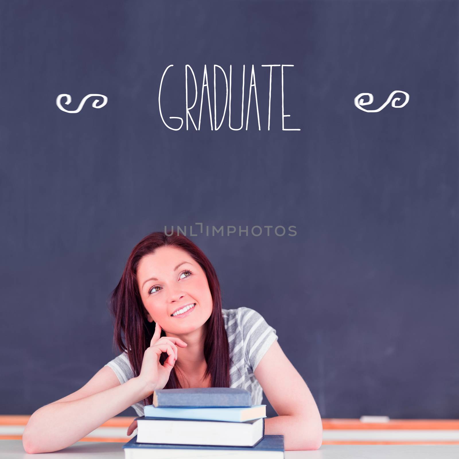 Graduate against student thinking in classroom by Wavebreakmedia