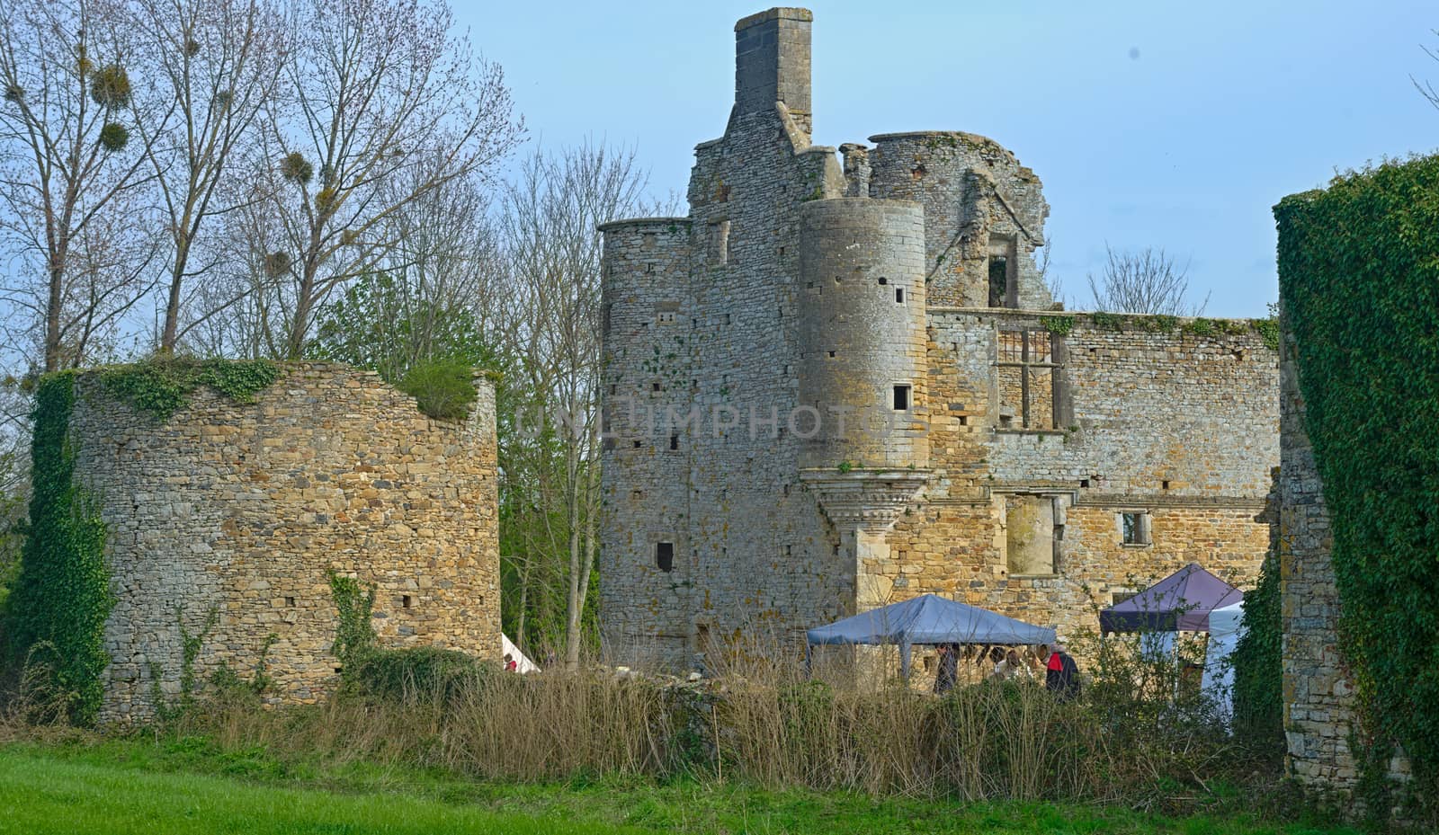 Remaining of an stone wall and towers on an 16th century castle