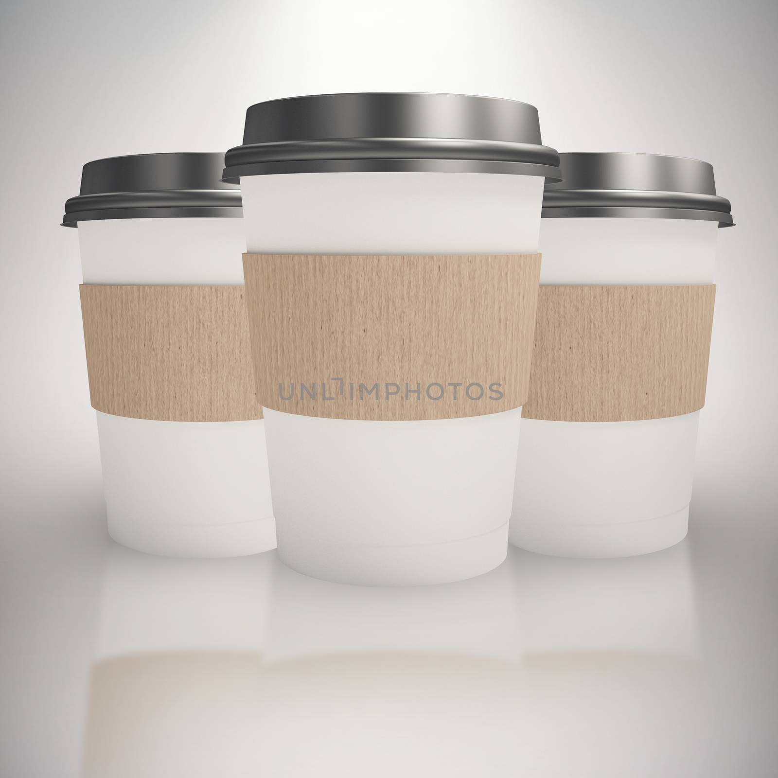 White cup over white background against grey background