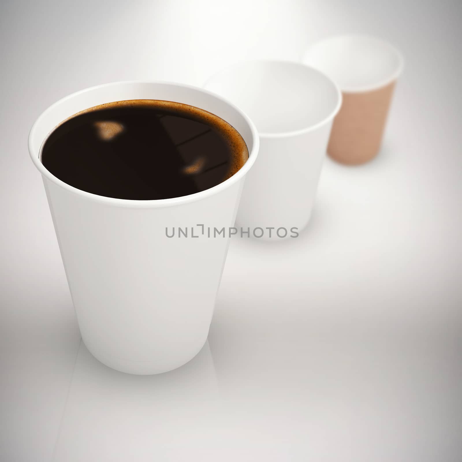 Coffee cup over white background against grey background