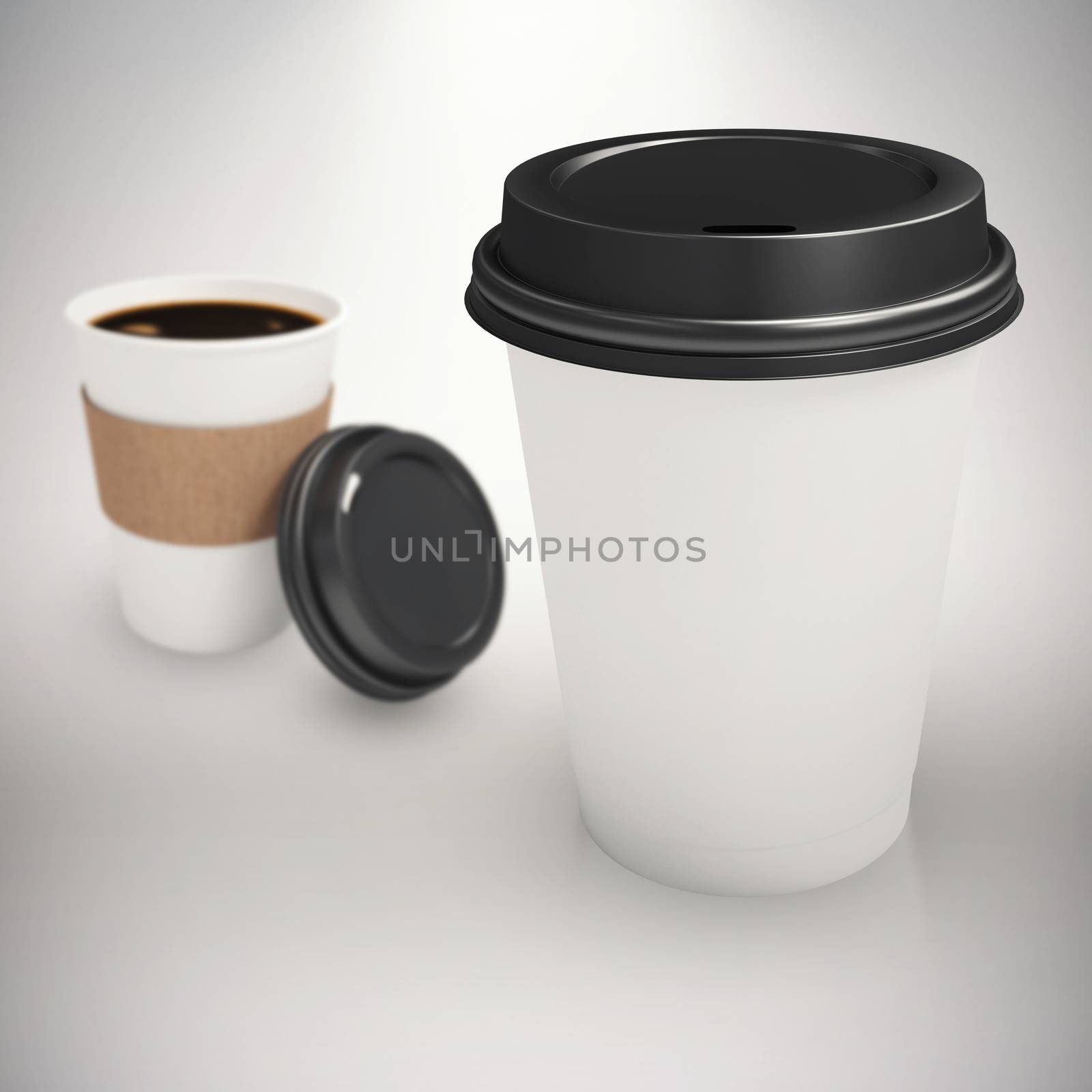 Composite image of white cup over white background by Wavebreakmedia