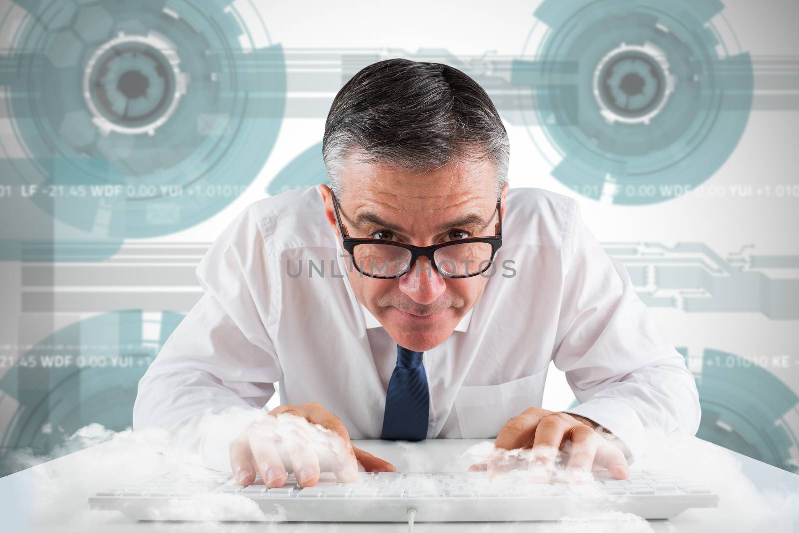 Composite image of mature businessman typing on keyboard by Wavebreakmedia