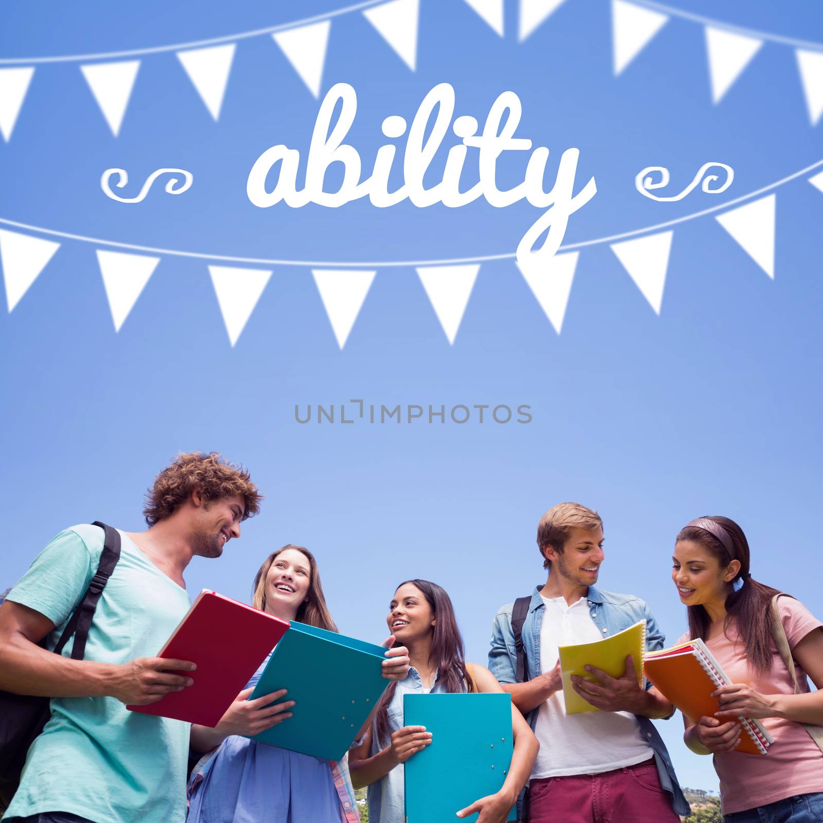Ability against students standing and chatting together  by Wavebreakmedia