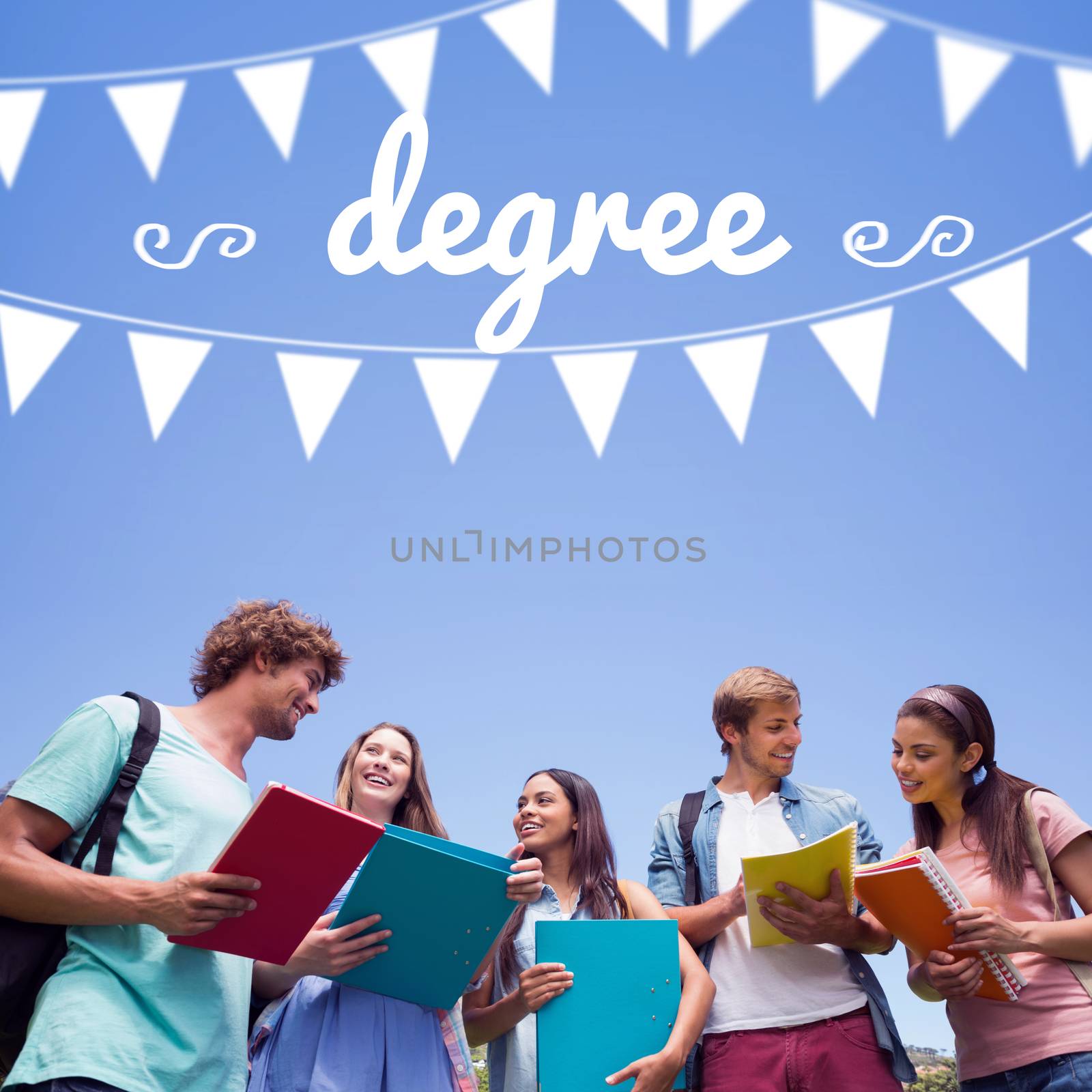 Degree against students standing and chatting together  by Wavebreakmedia