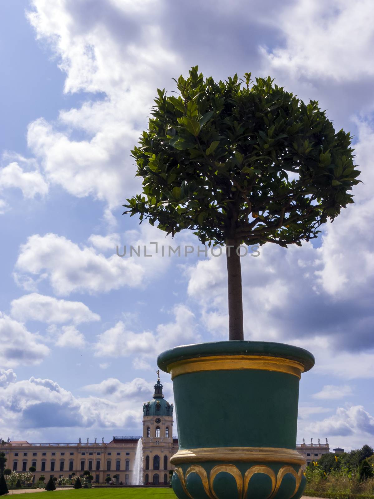 Berlin, Germany - August 16, 2019: Charlottenburg palace (Schloss Charlottenburg) and garden in Berlin, Germany