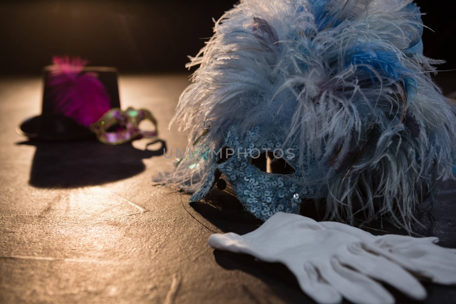 Masquerade masks, gloves and hat by Wavebreakmedia