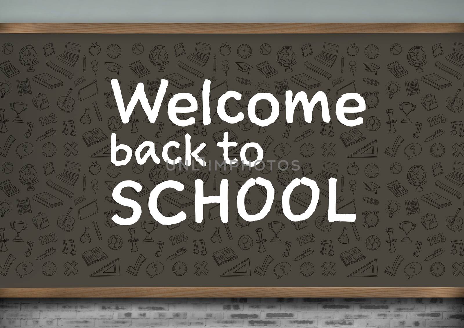 Welcome back to school with education graphics on blackboard by Wavebreakmedia