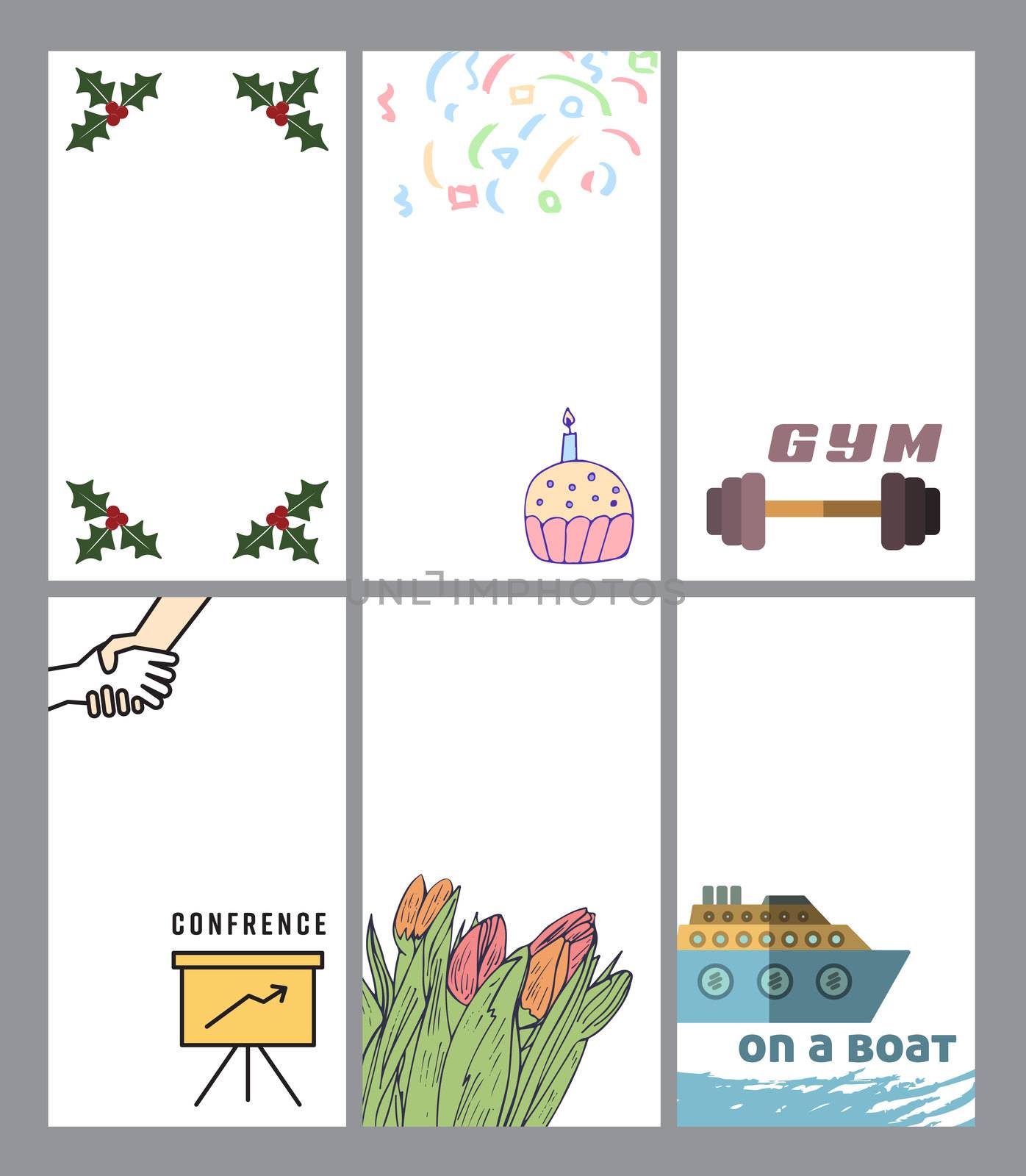 Vector set of various travel templates against white background