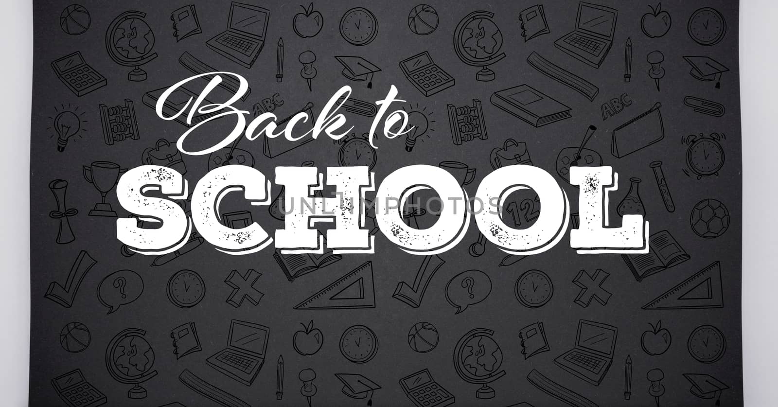 Back to school text with education graphics on blackboard by Wavebreakmedia