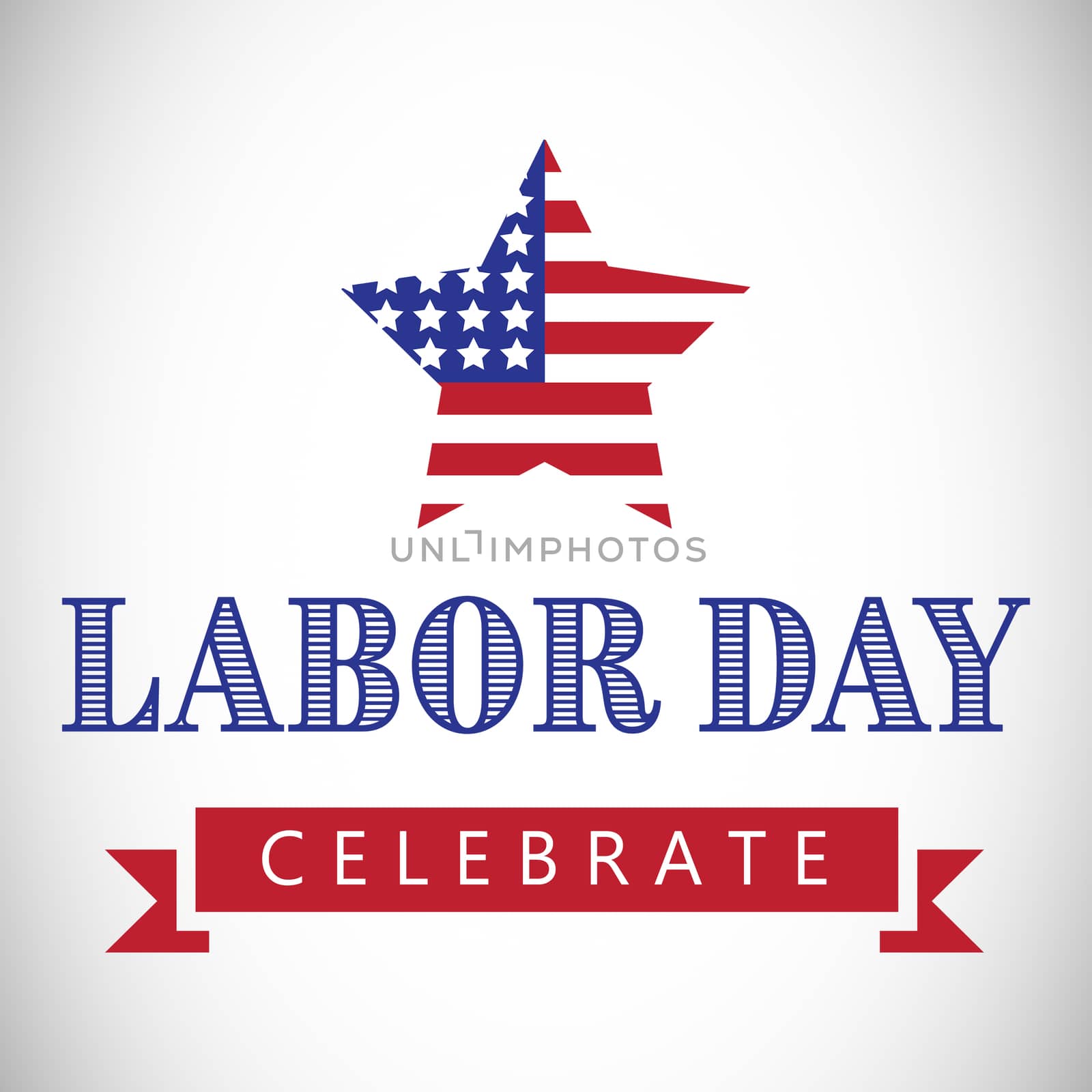 Composite image of labor day celebrate text and star shape American flag against white background