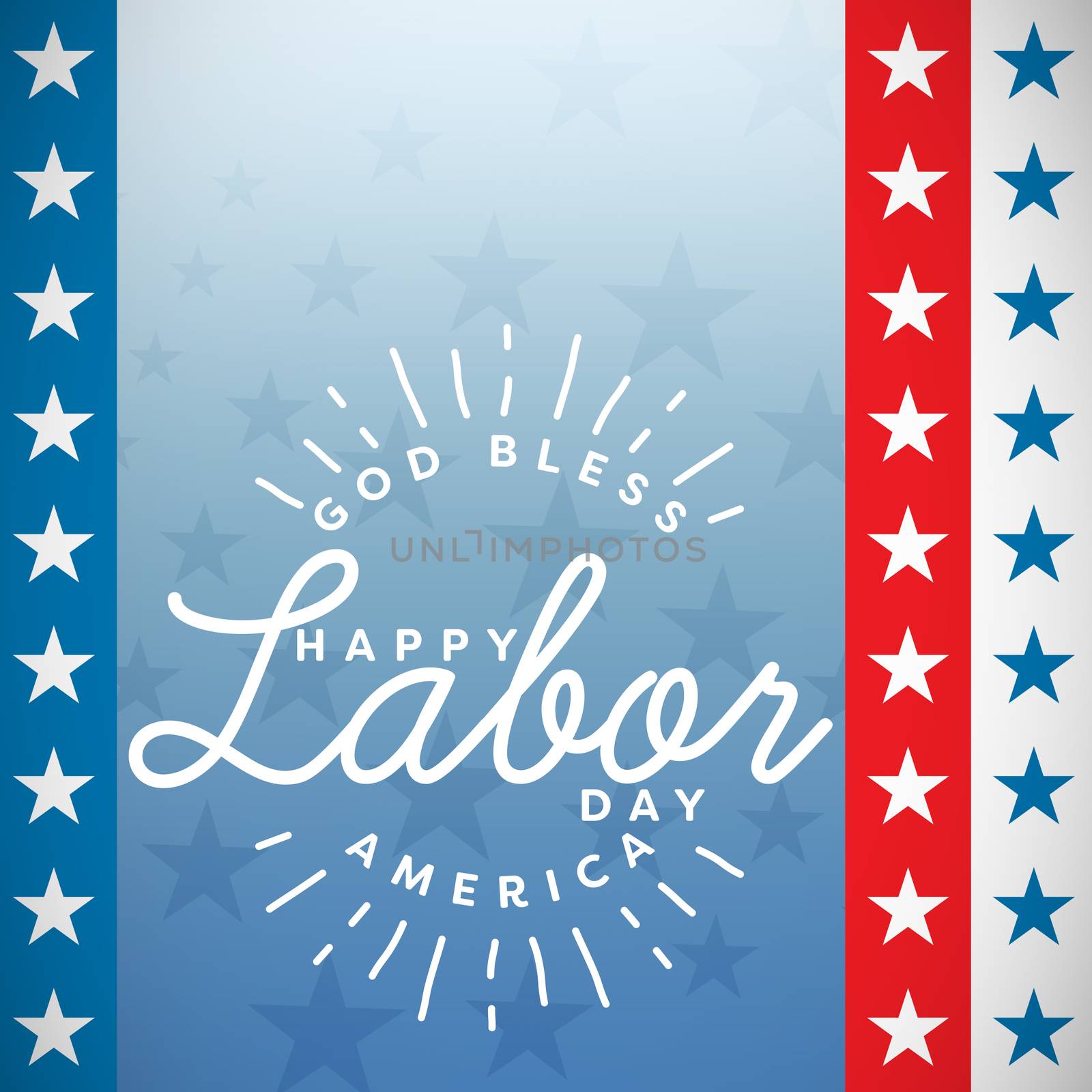 Composite image of happy labor day and god bless America text against digitally generated background