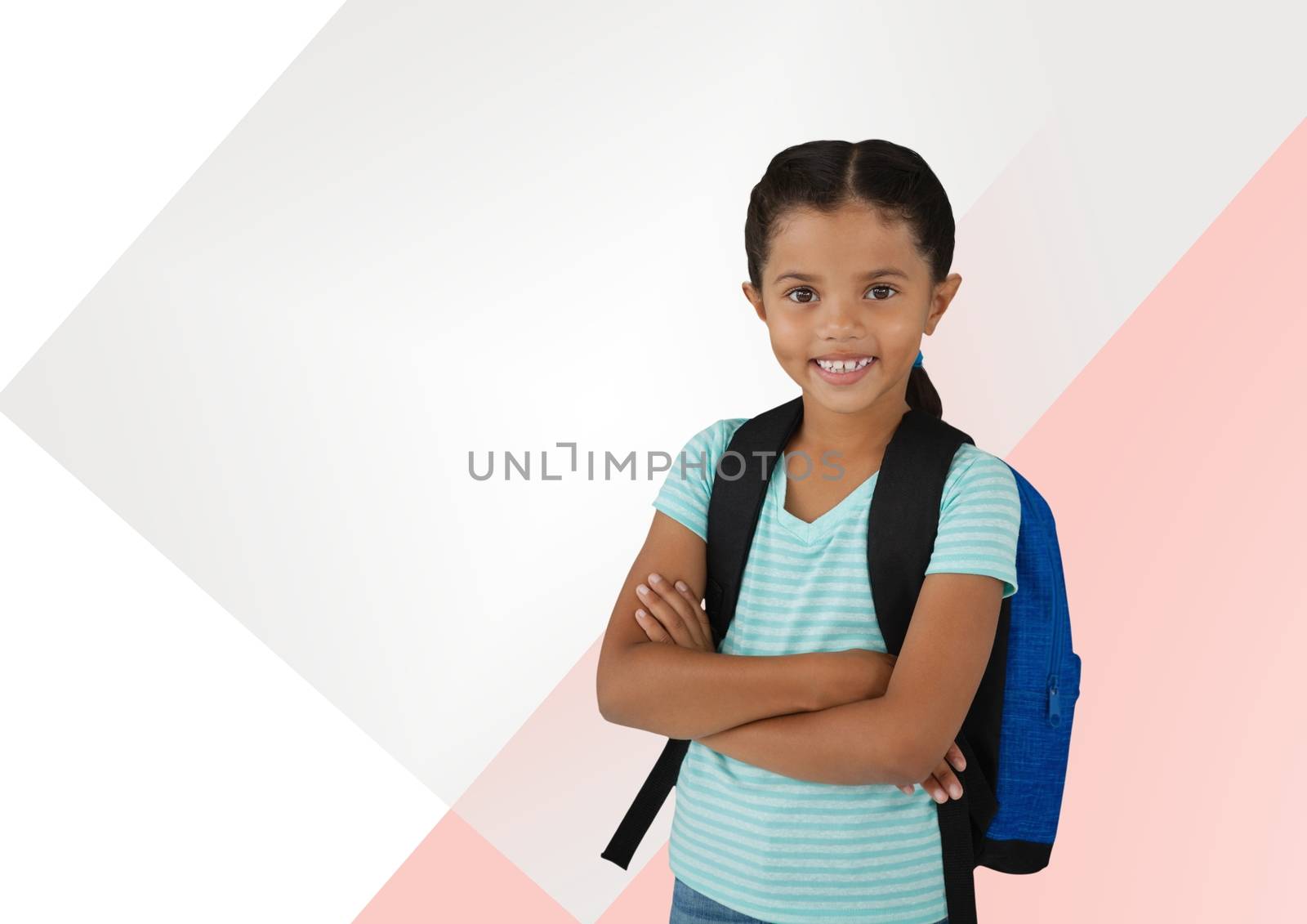 Digital composite of Schoolgirl in front of abstract background