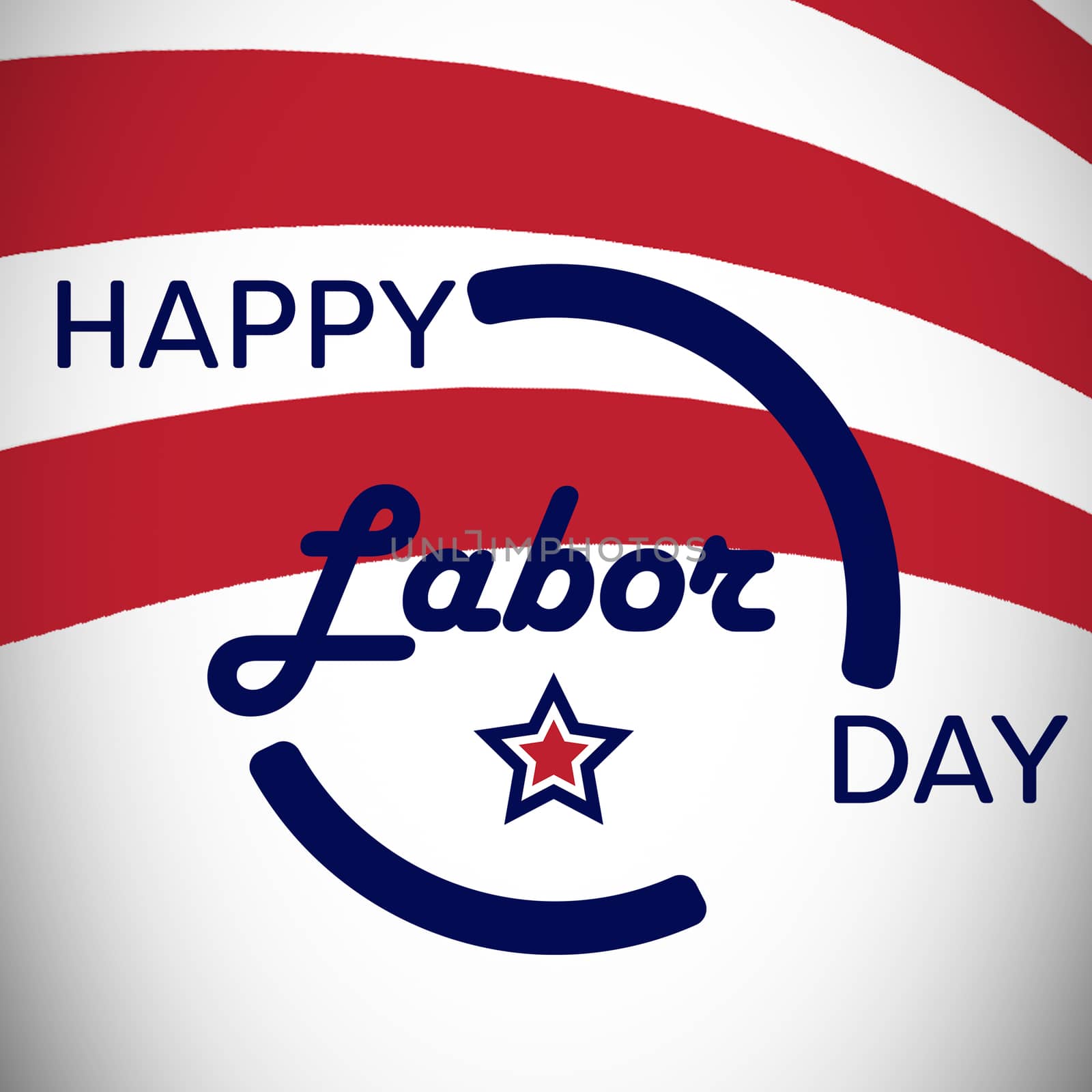 Digitally generated image of happy labor day text and stripes in banner 