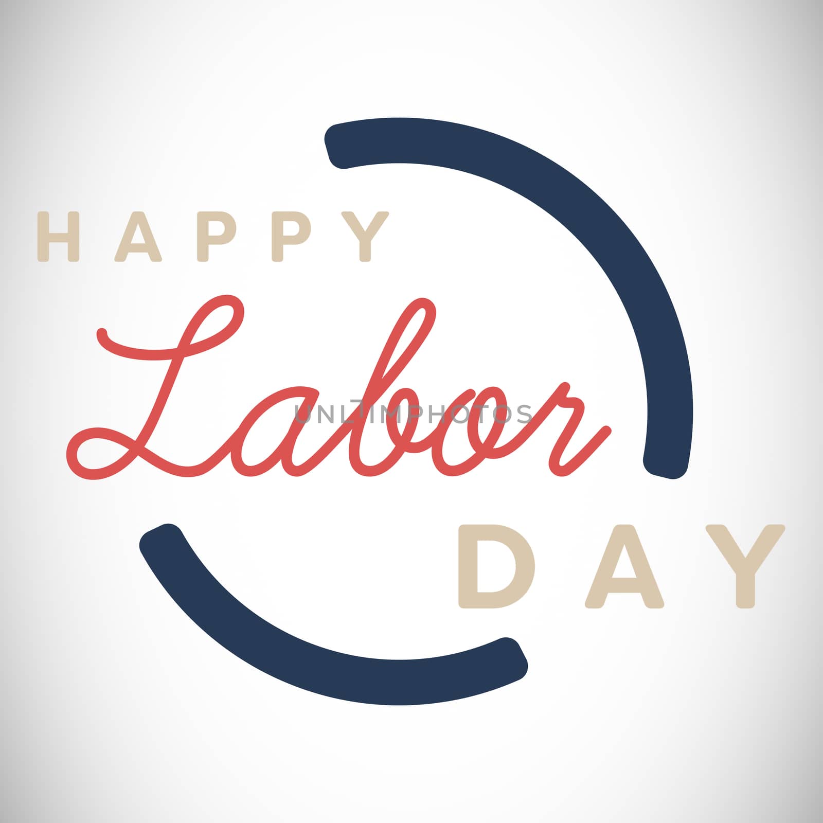 Digital composite image of happy labor day text with blue outline against white background
