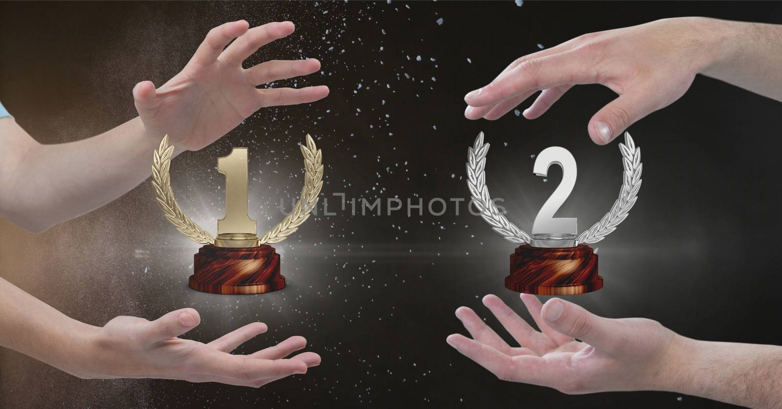 Digital composite of People holding trophies