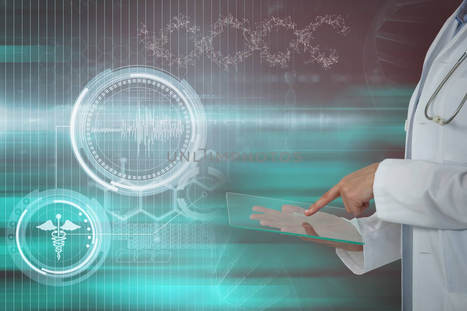 Composite image of female doctor using digital tablet by Wavebreakmedia