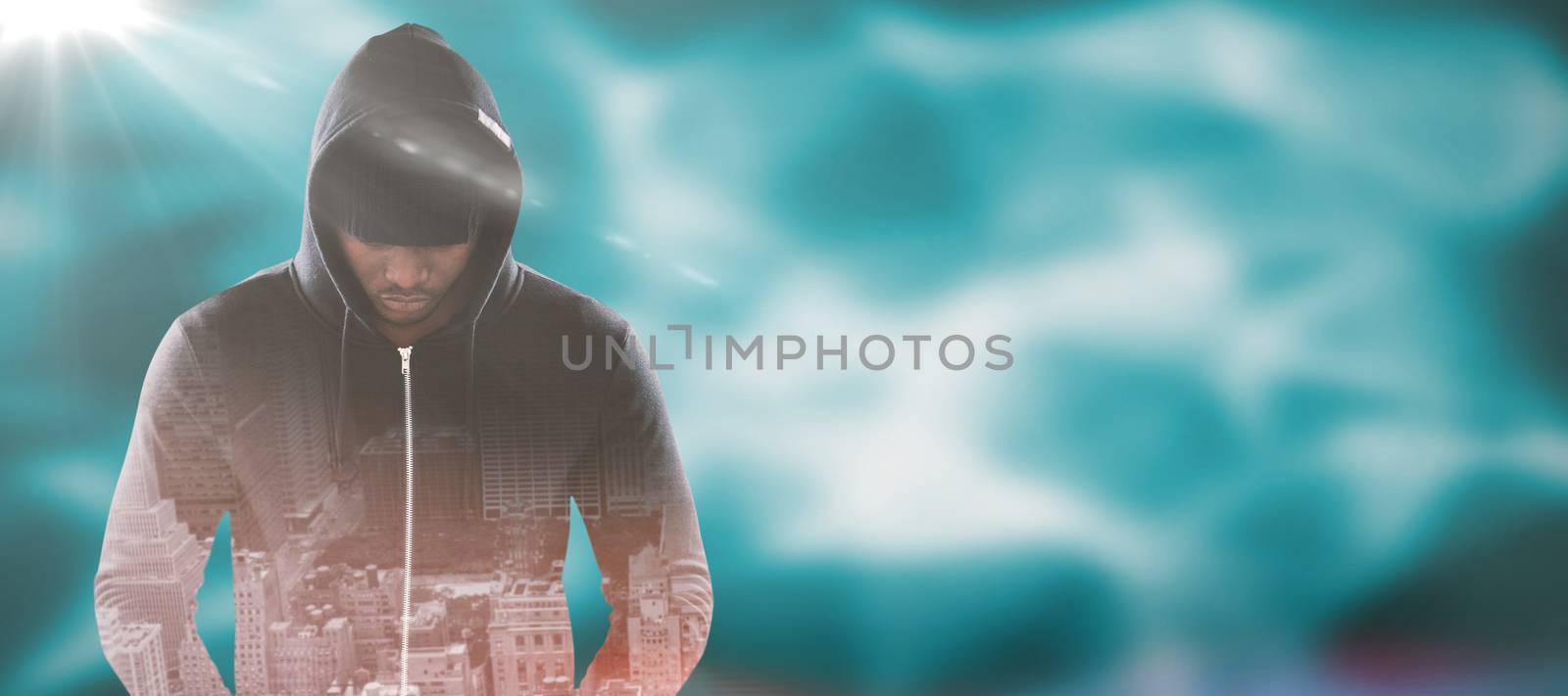 Composite image of spy in black hoodie by Wavebreakmedia