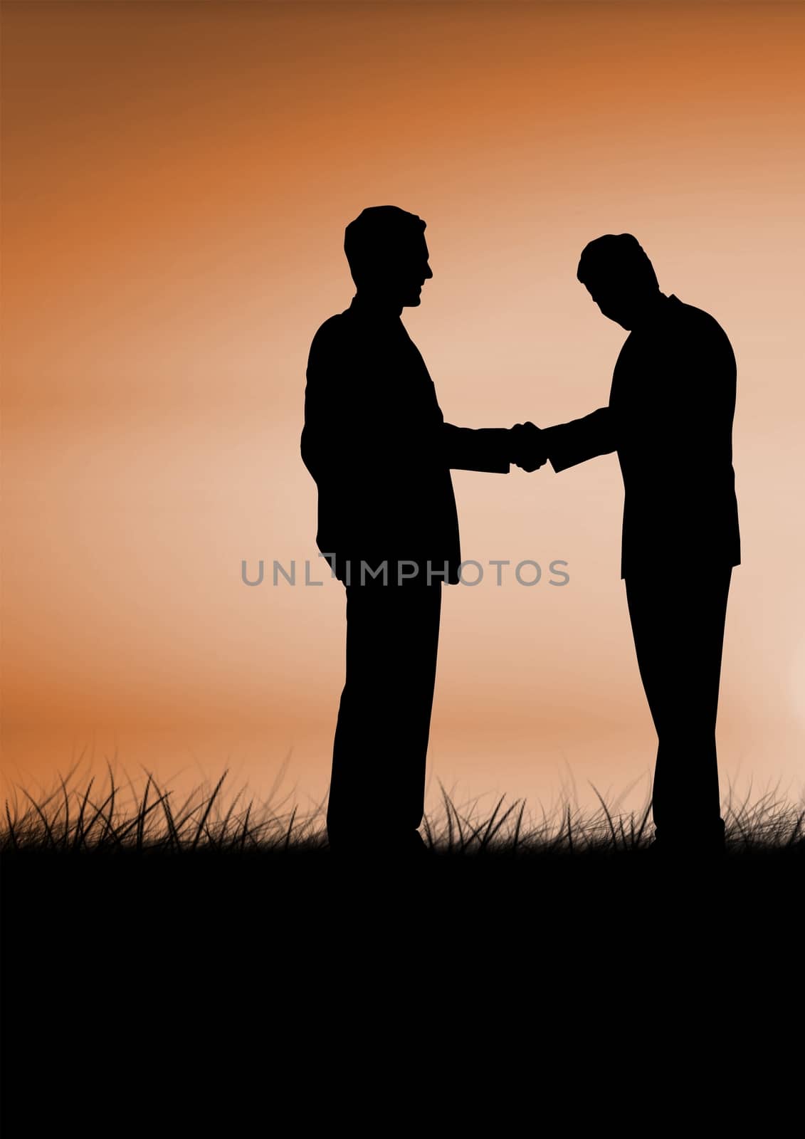 Business people shaking hands silhouette against sunset or sunrise by Wavebreakmedia