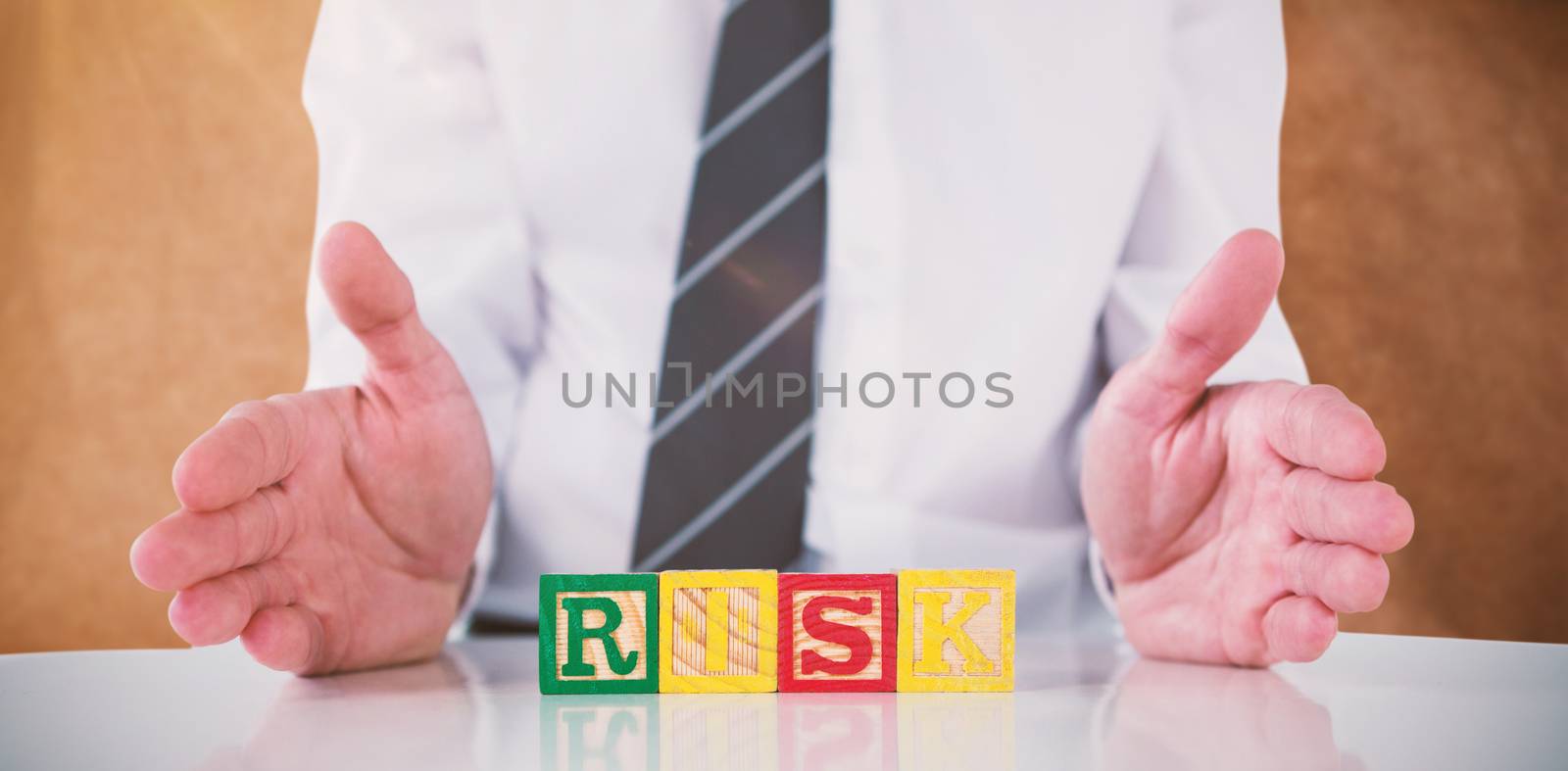 Composite image of mid section of businessman with risk text by Wavebreakmedia
