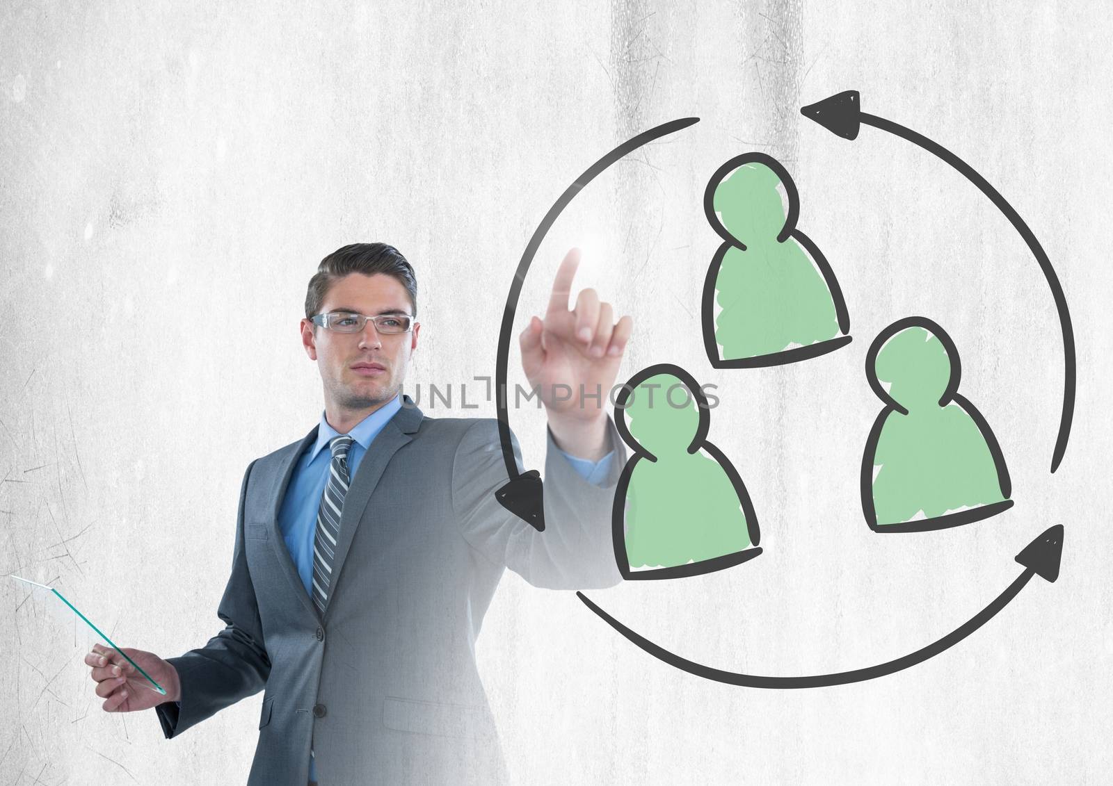 Businessman interacting and choosing group of people refresh icon by Wavebreakmedia