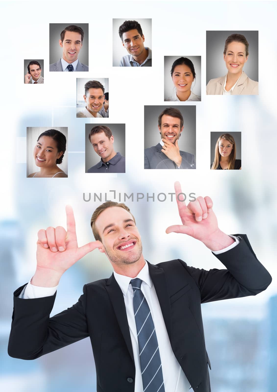 Businessman interacting and choosing a person from group of people interface by Wavebreakmedia