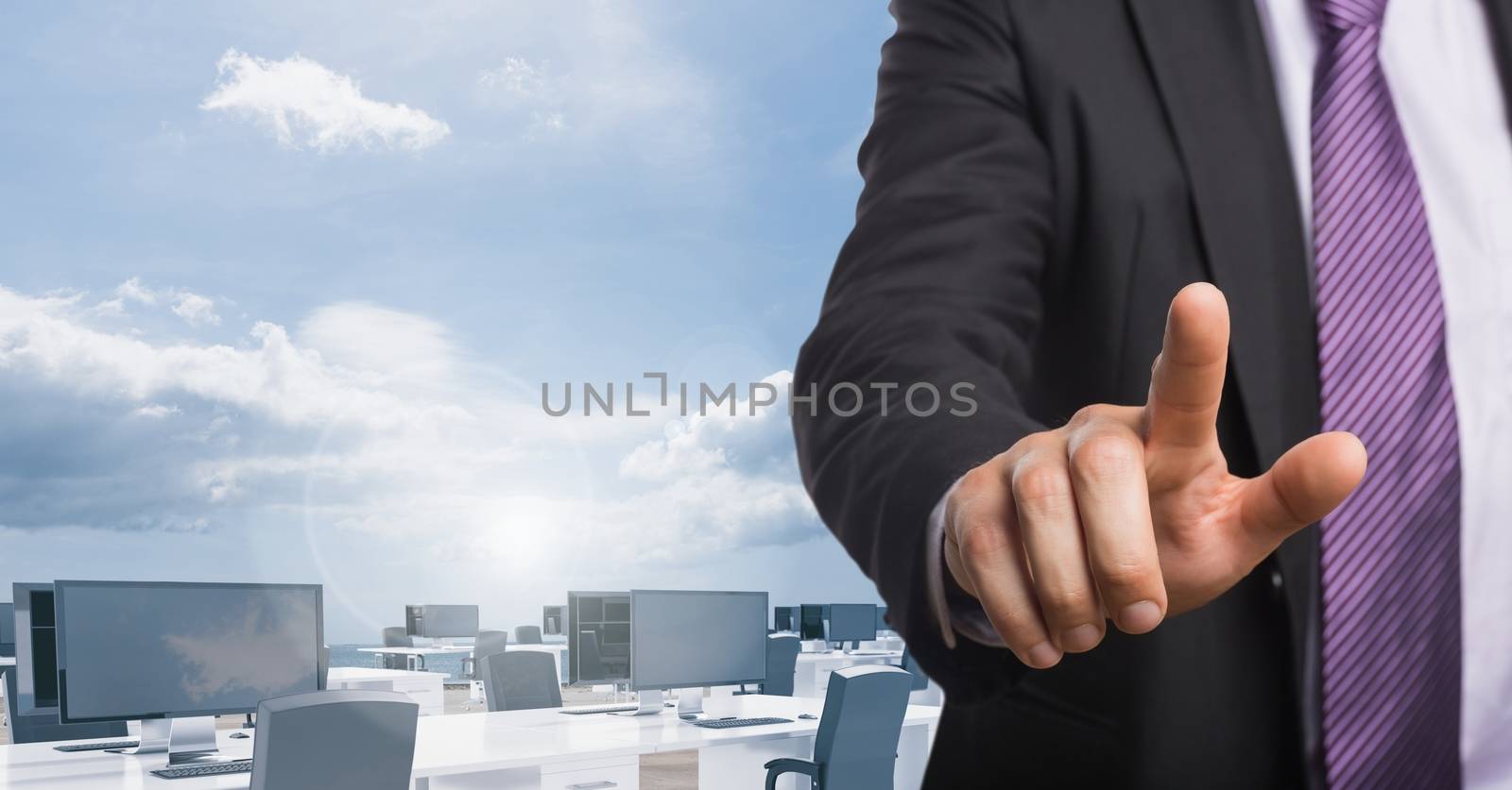 Digital composite of Businessman in outdoors office
