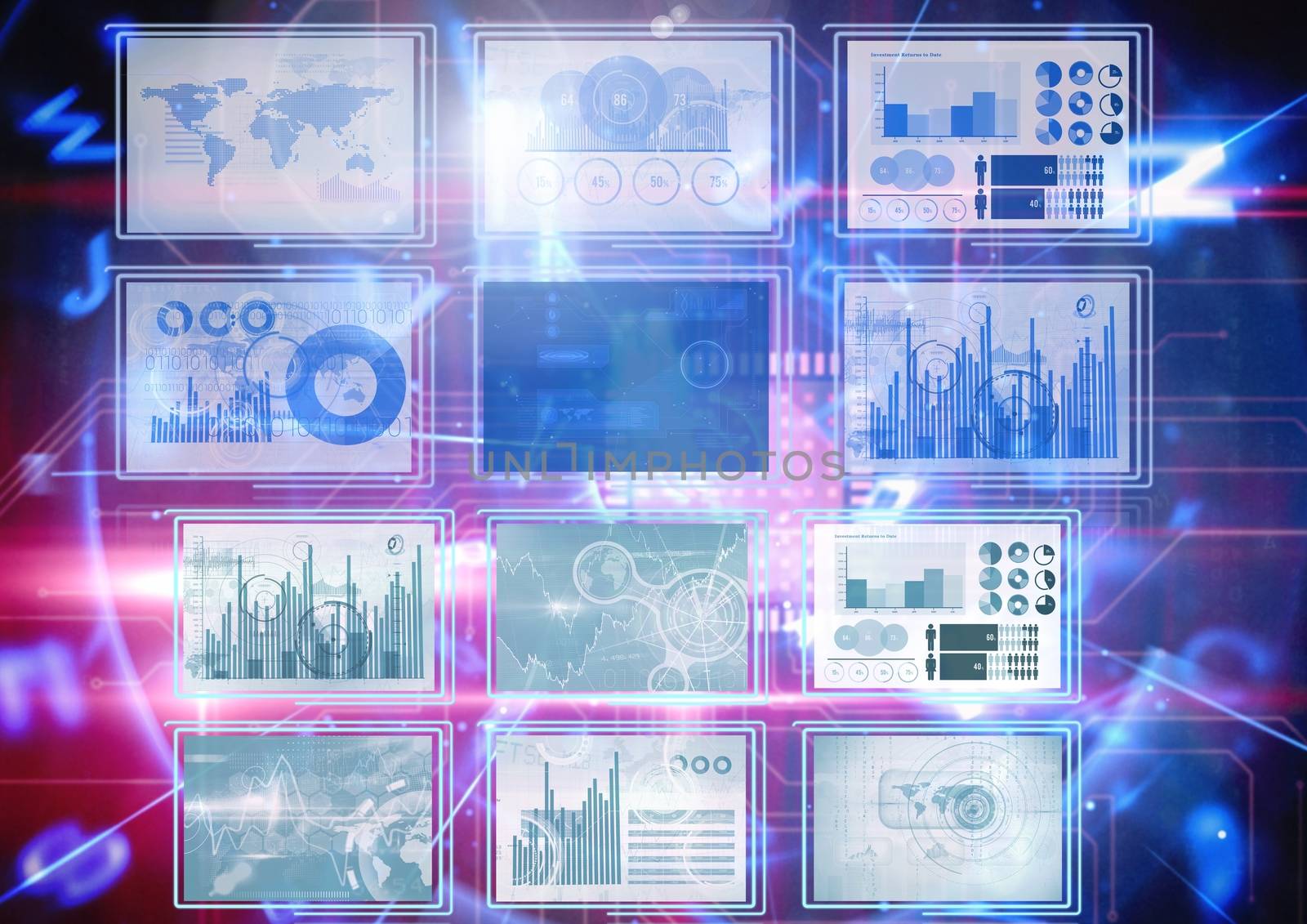 Digital composite of technology interface panels