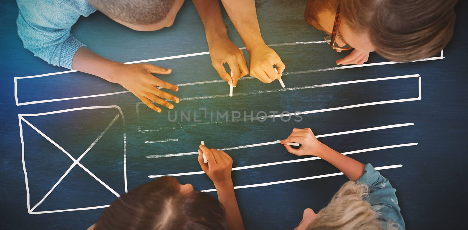 Composite image of business people writing with chalks by Wavebreakmedia