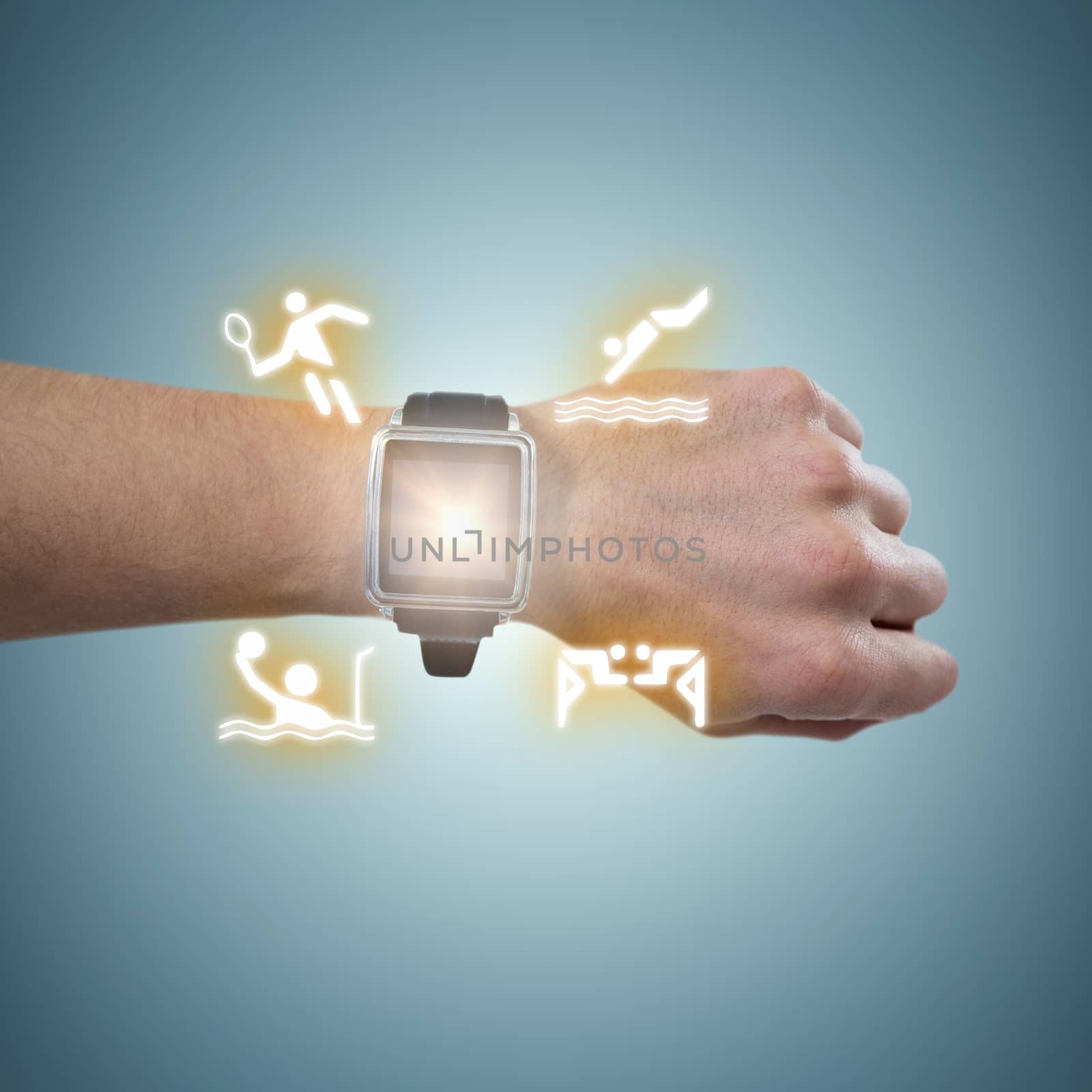 Composite image of cropped image of man wearing watch by Wavebreakmedia